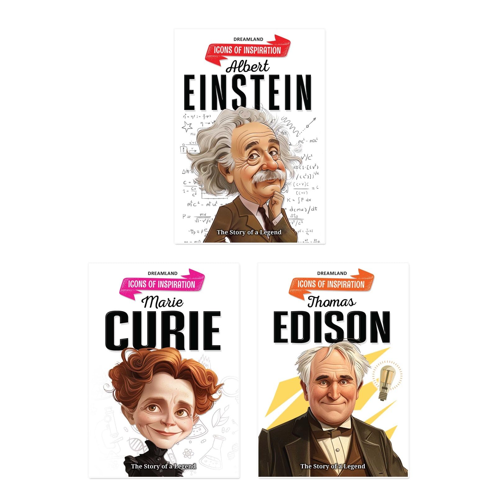 Icons Of Inspiration Illustrated Biography Combo Pack (Set Of 3 Books) For Kids Age 6  12 Years (Albert Einstein, Marie Curie, 
