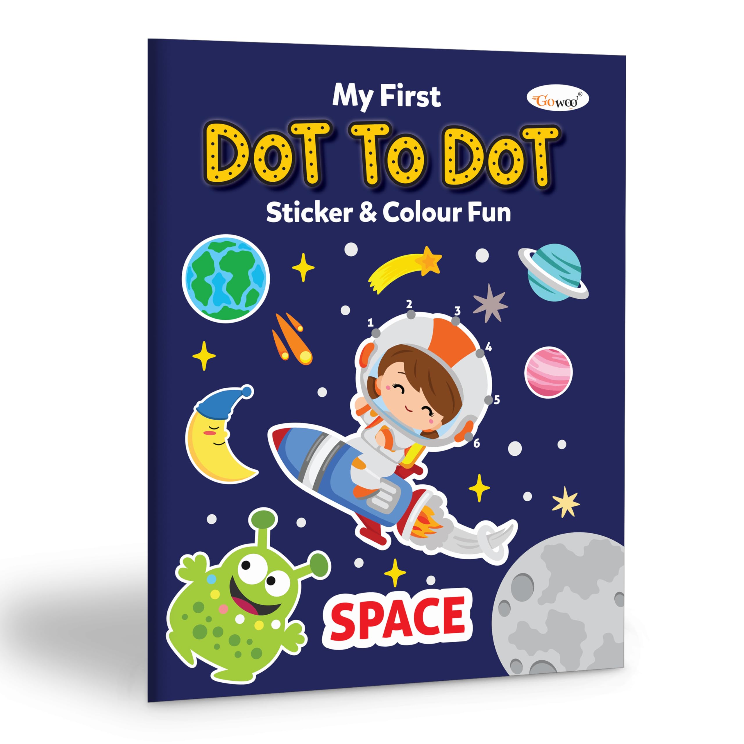 My first Dot to Dot Sticker & Colour Fun  Space : Educational Art and Sticker Book, Fun Coloring Book, Kids Dot to Dot Coloring