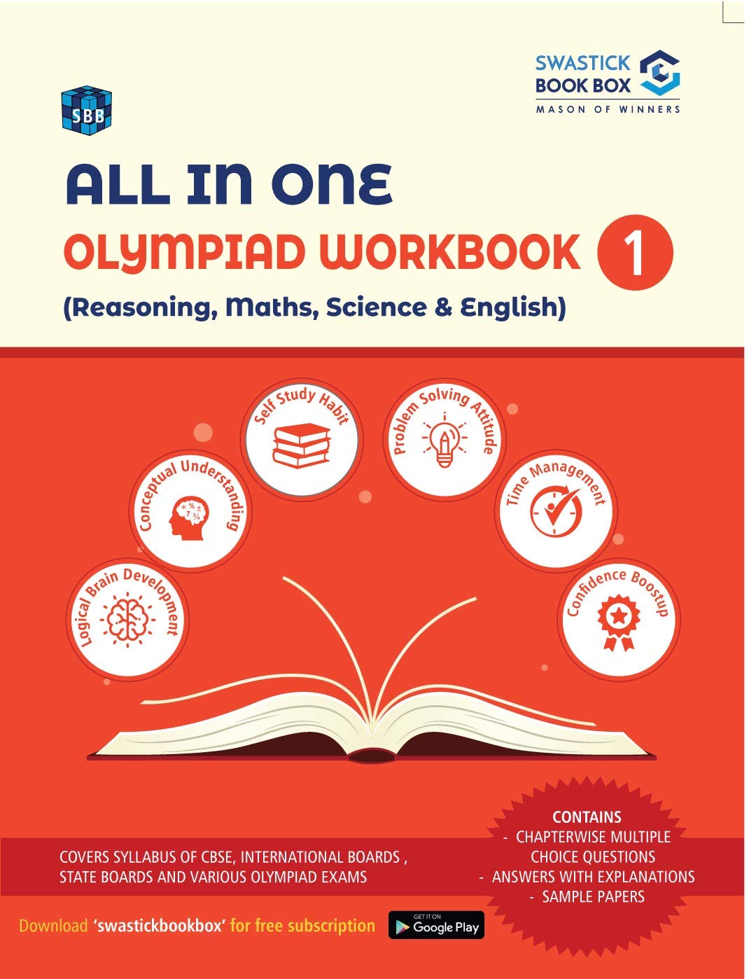 All in One Olympiad Workbook for Reasoning, Maths, Science & English  Class 1