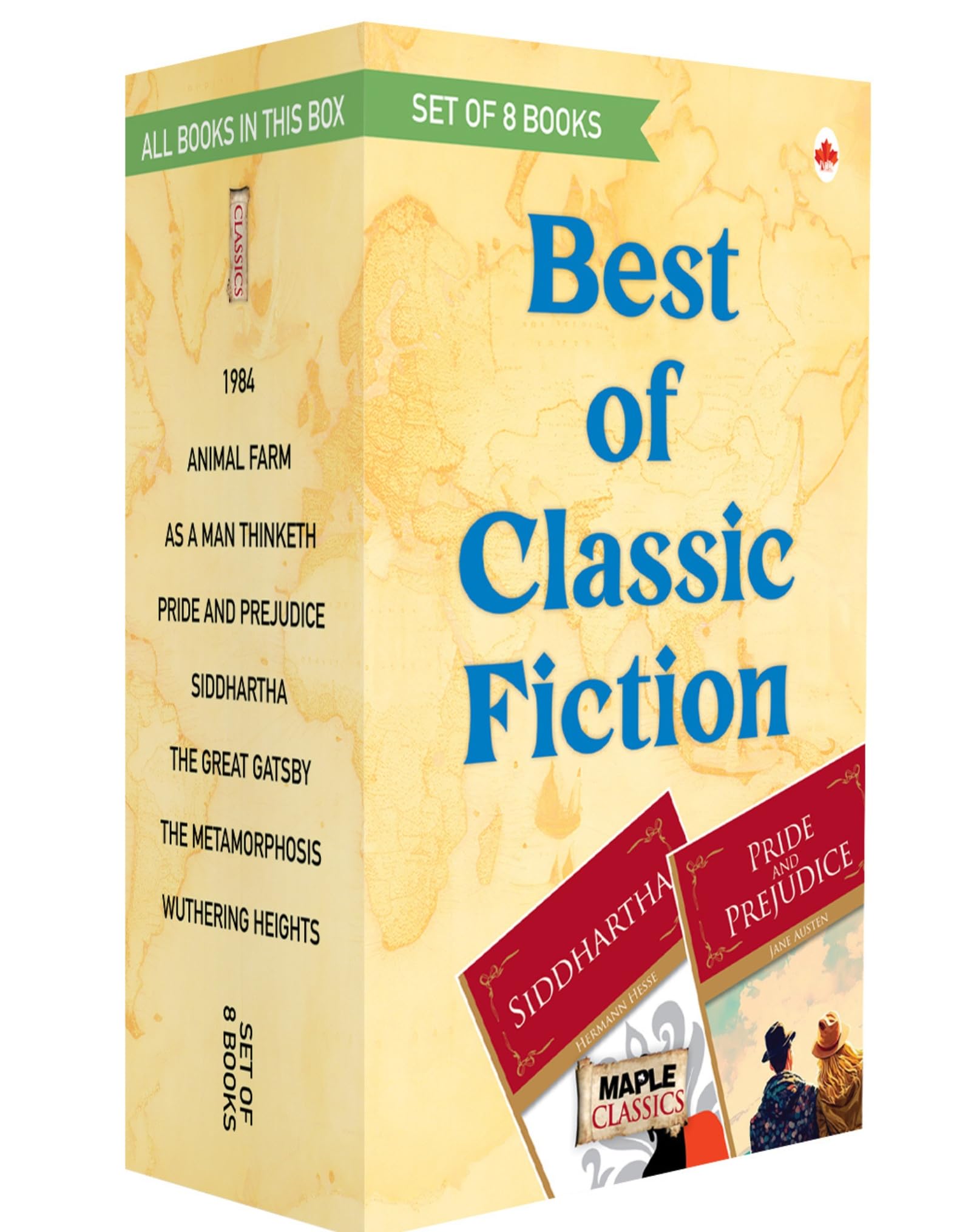 Best of Classic Fiction (Set of 8 Books)  As a Man Thinketh, Wuthering Heights, Pride and Prejudice, Great Gatsby, Animal Farm,