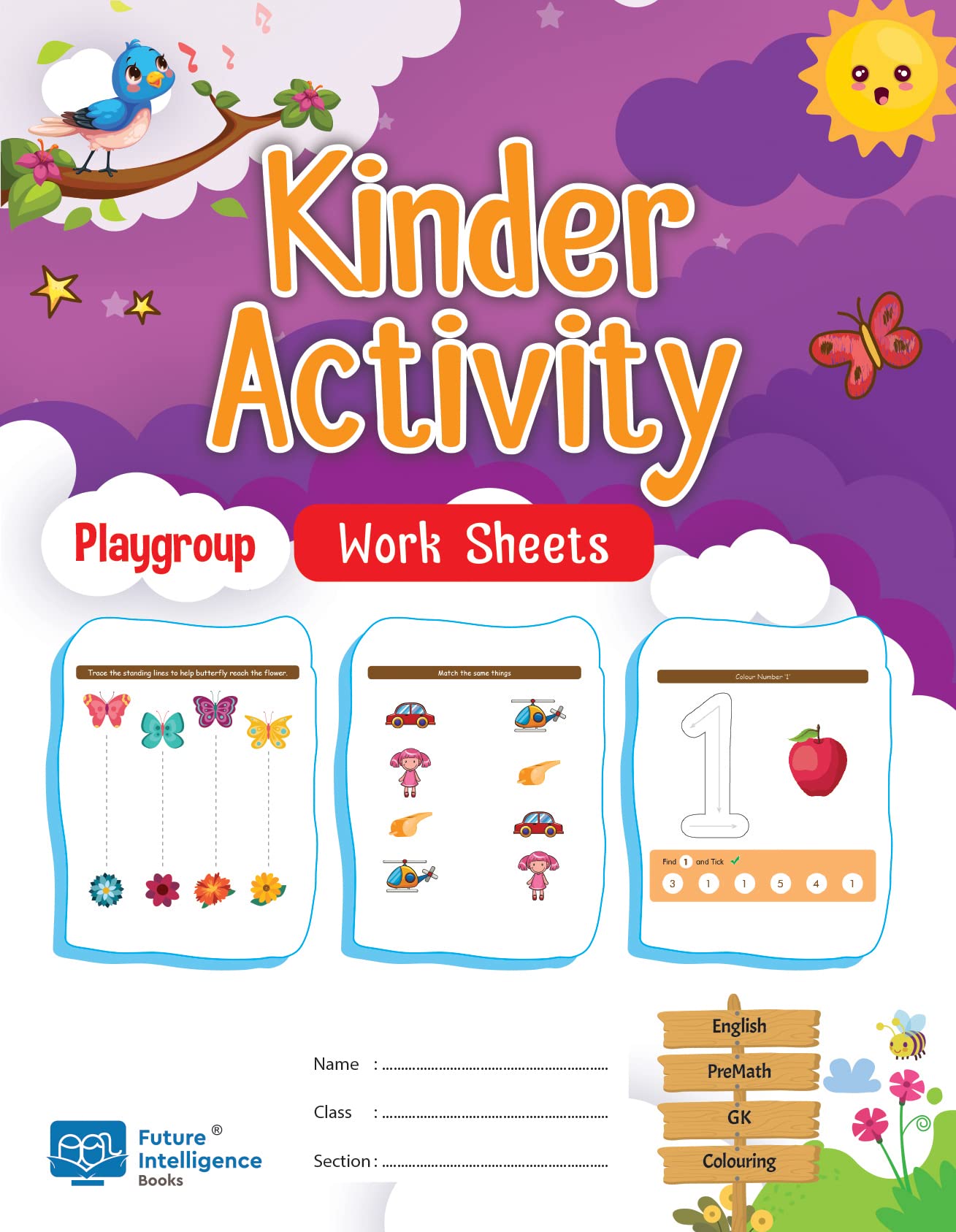 Pre Nursery Activity Worksheets 64 Pages  English, Maths, Gk, Colouring With Stick And Folder