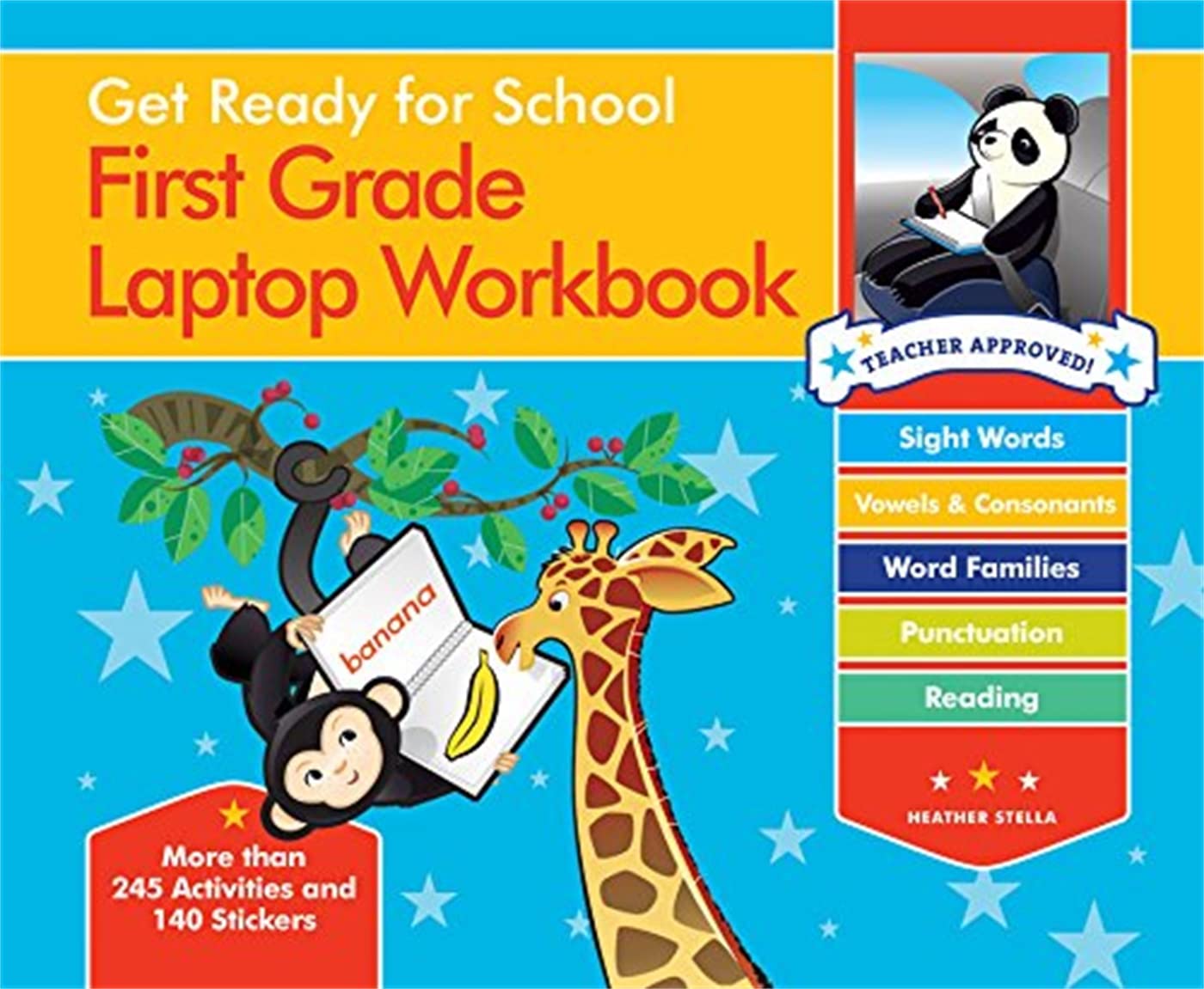Get Ready for School First Grade Laptop Workbook: Sight Words, Beginning Reading, Handwriting, Vowels & Consonants, Word Familie