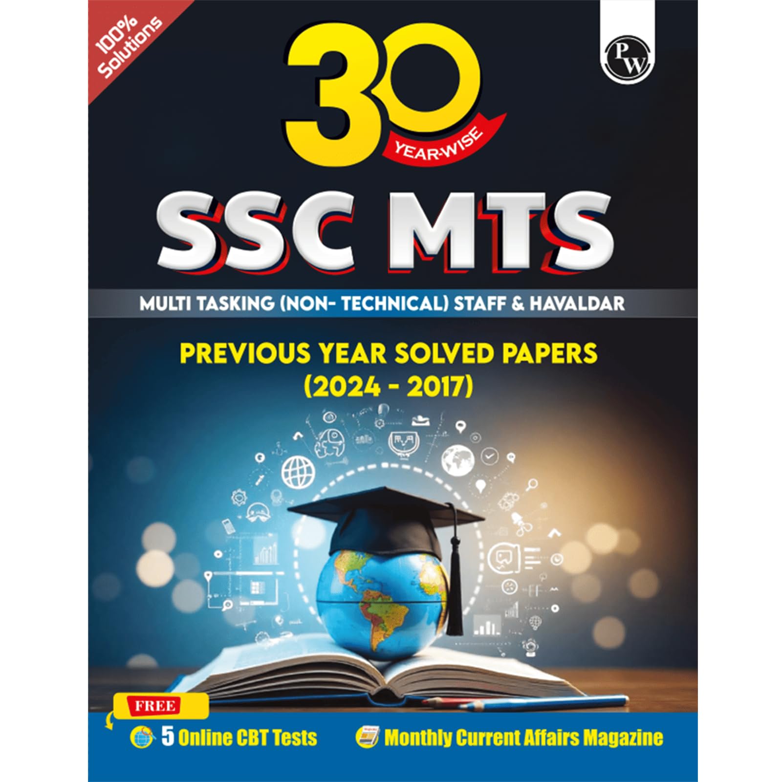 PW 30 SSC MTS Multi Tasking (NonTechnical) Staff and Havaldar Previous Solved Papers (2024 2017) with 5 Online Mock Tests For 