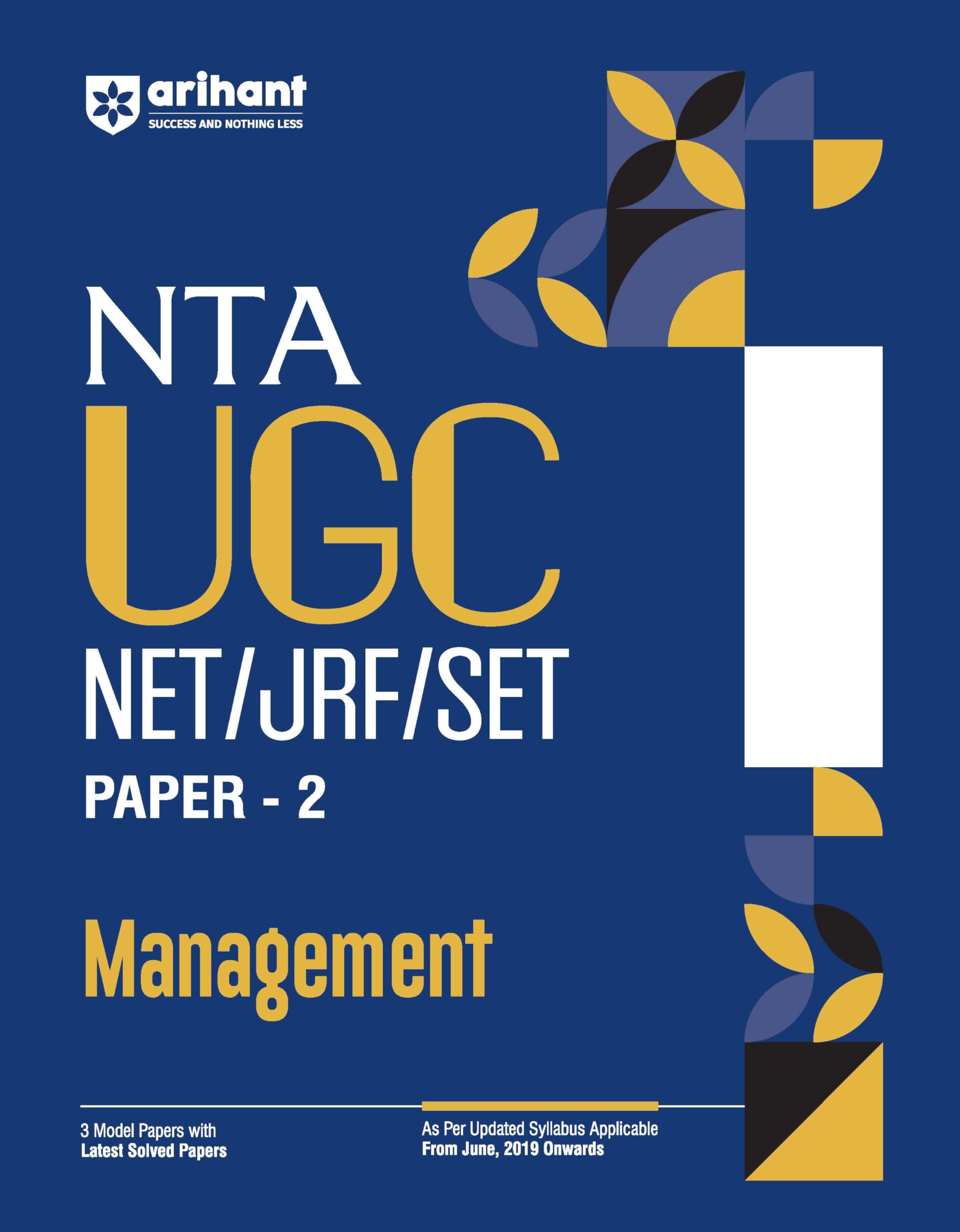 Arihant NTA UGC NET/ JRF/ SET PAPER2 Management | As per updated syllabus | 3 Model Papers with latest solved papers