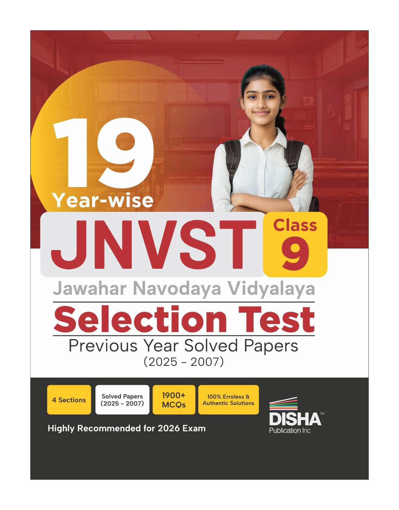 Disha 19 YearWise Jnvst Class 9 Jawahar Navodaya Vidyalaya Selection Test Previous Year Solved Papers (2025  2007) | Navodaya 