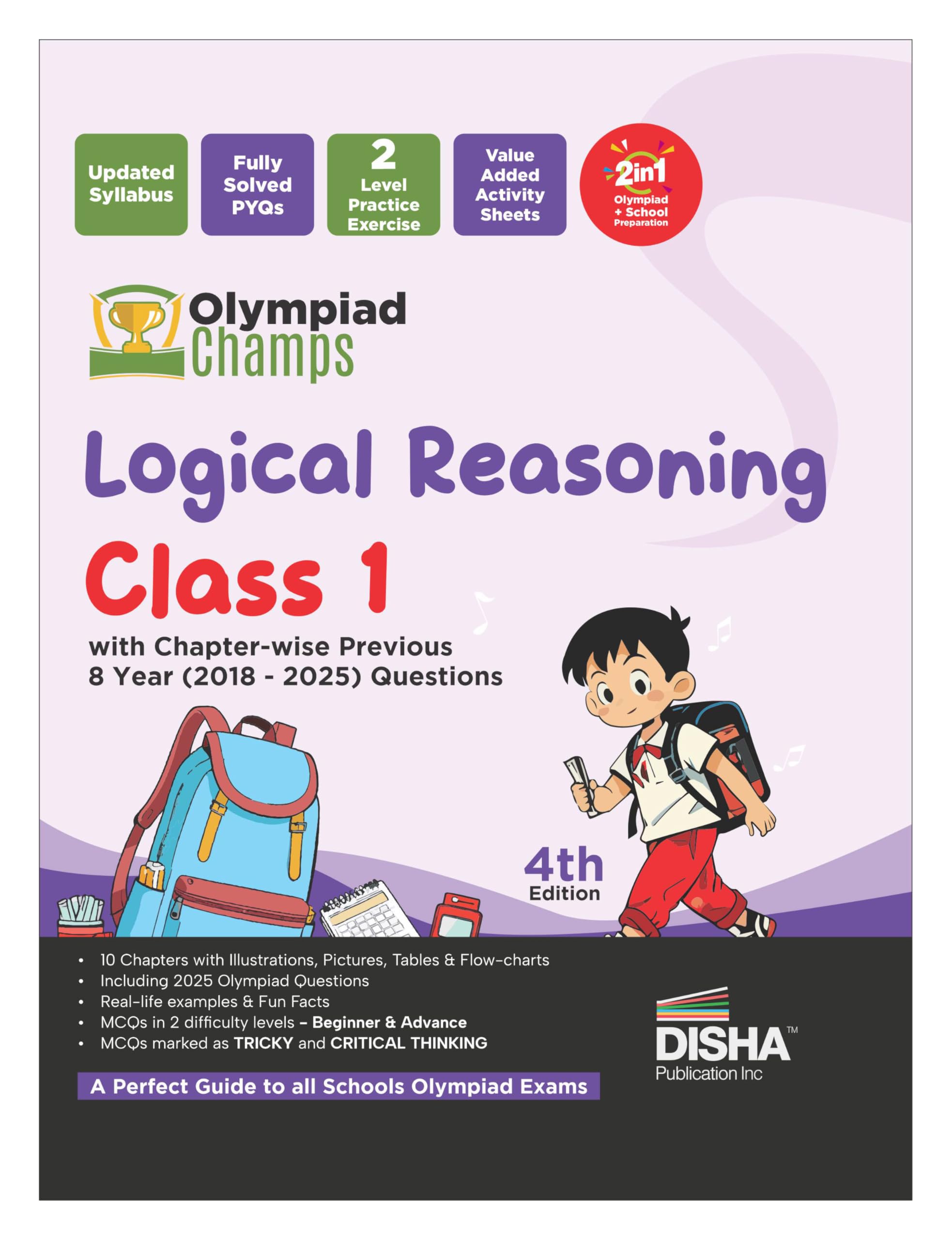 Disha Olympiad Champs Logical Reasoning Class 1 With ChapterWise Previous 8 Year (2018  2025) Questions 4Th Edition | Complete