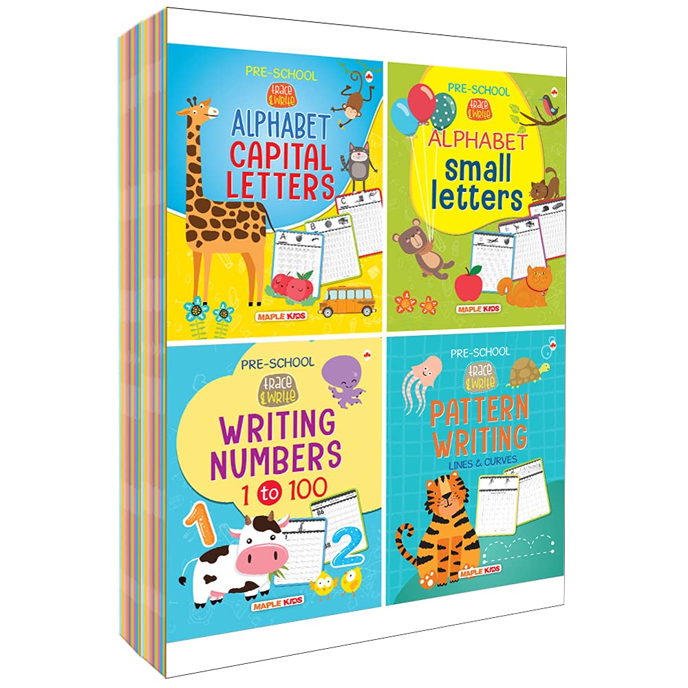 Writing Books for Kids | 3 to 5 Years Old Children | Learn and Practice ABC Capital Letters, Small Letters, Number 1100, Patter