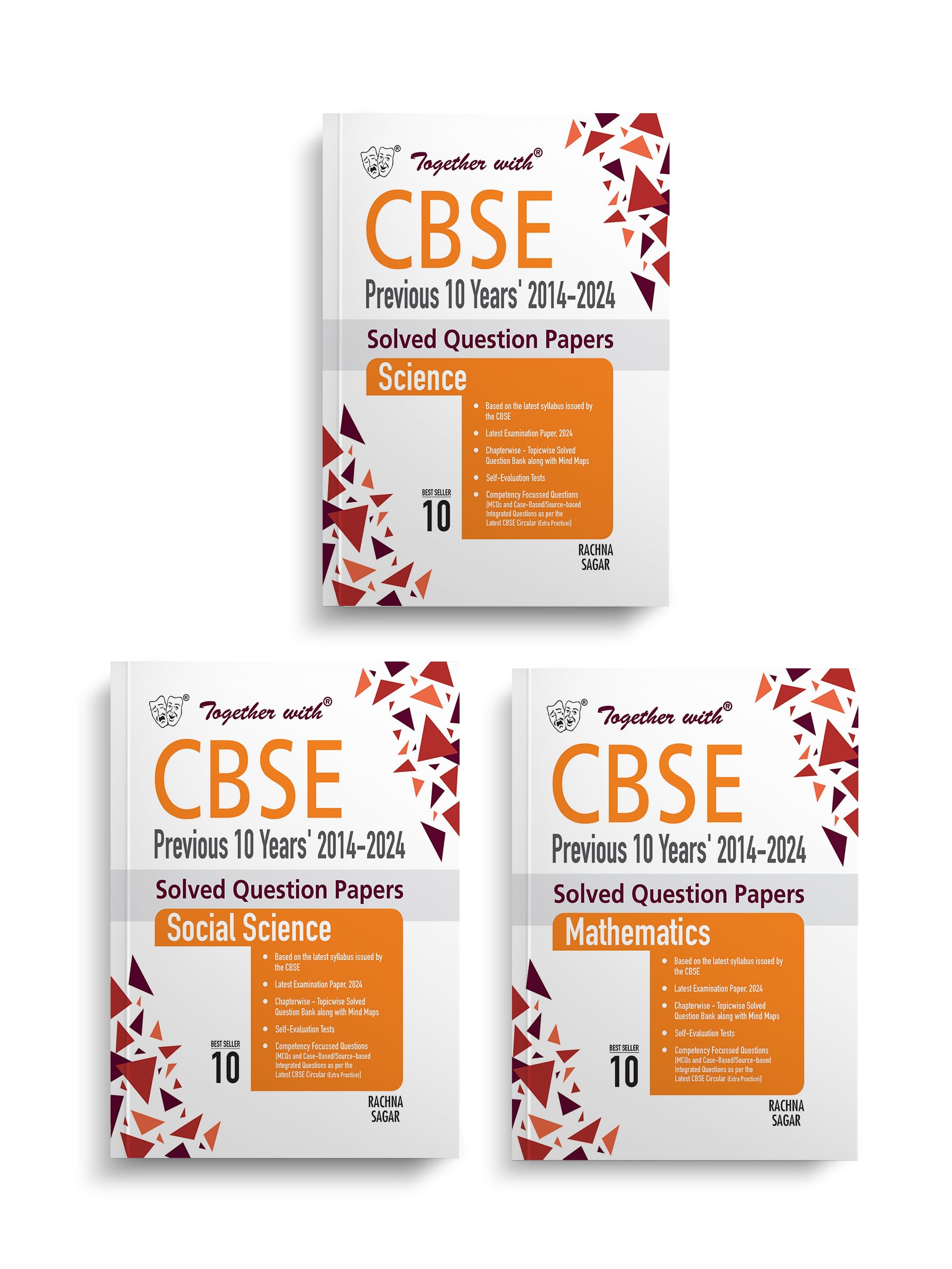 Together with CBSE Class 10 Previous 10 Years Solved Papers Mathematics, Social Science & Science (Set of 3) for Board Exam 20