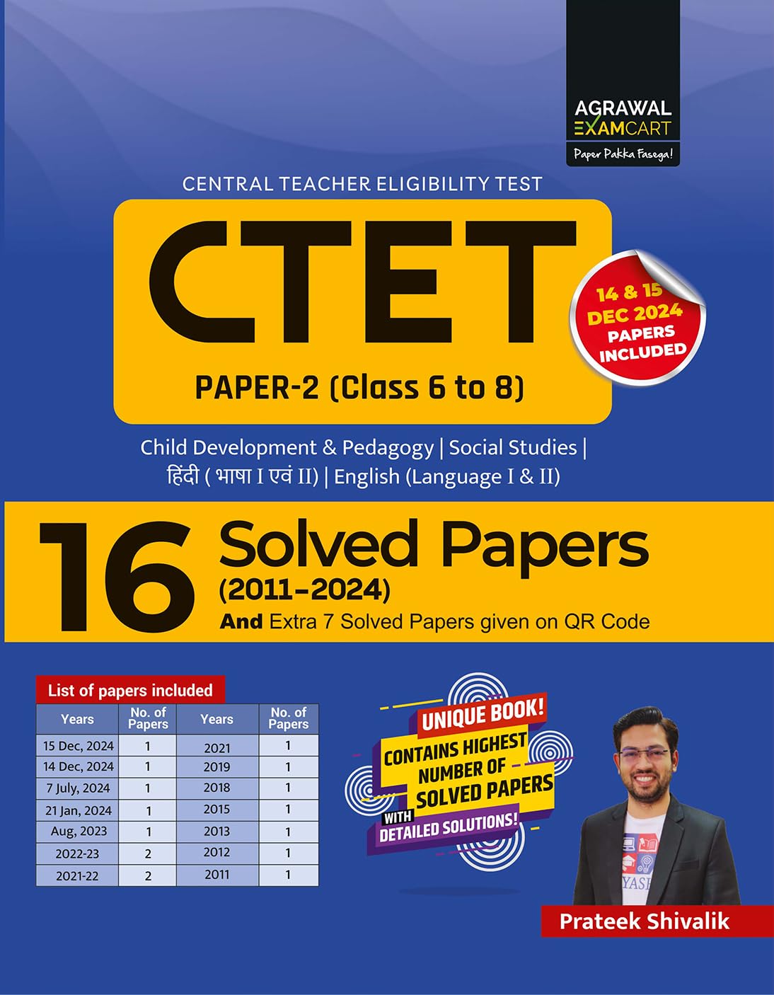 Examcart CTET Paper 2 Class 6 to 8 Social Studies (SST) Practice Book 2026 by Prateek Shivalik | 16 Solved Papers with Detailed 