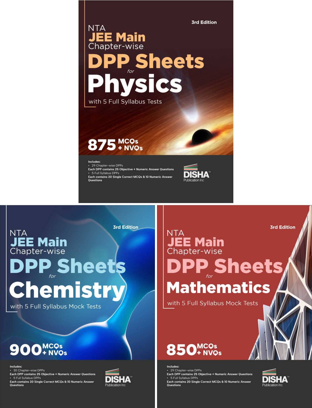 Combo (3) Nta Jee Main ChapterWise Dpp Sheets For Physics, Chemistry & Mathematics With 5 Full Syllabus Tests 3Rd Edition | Mul