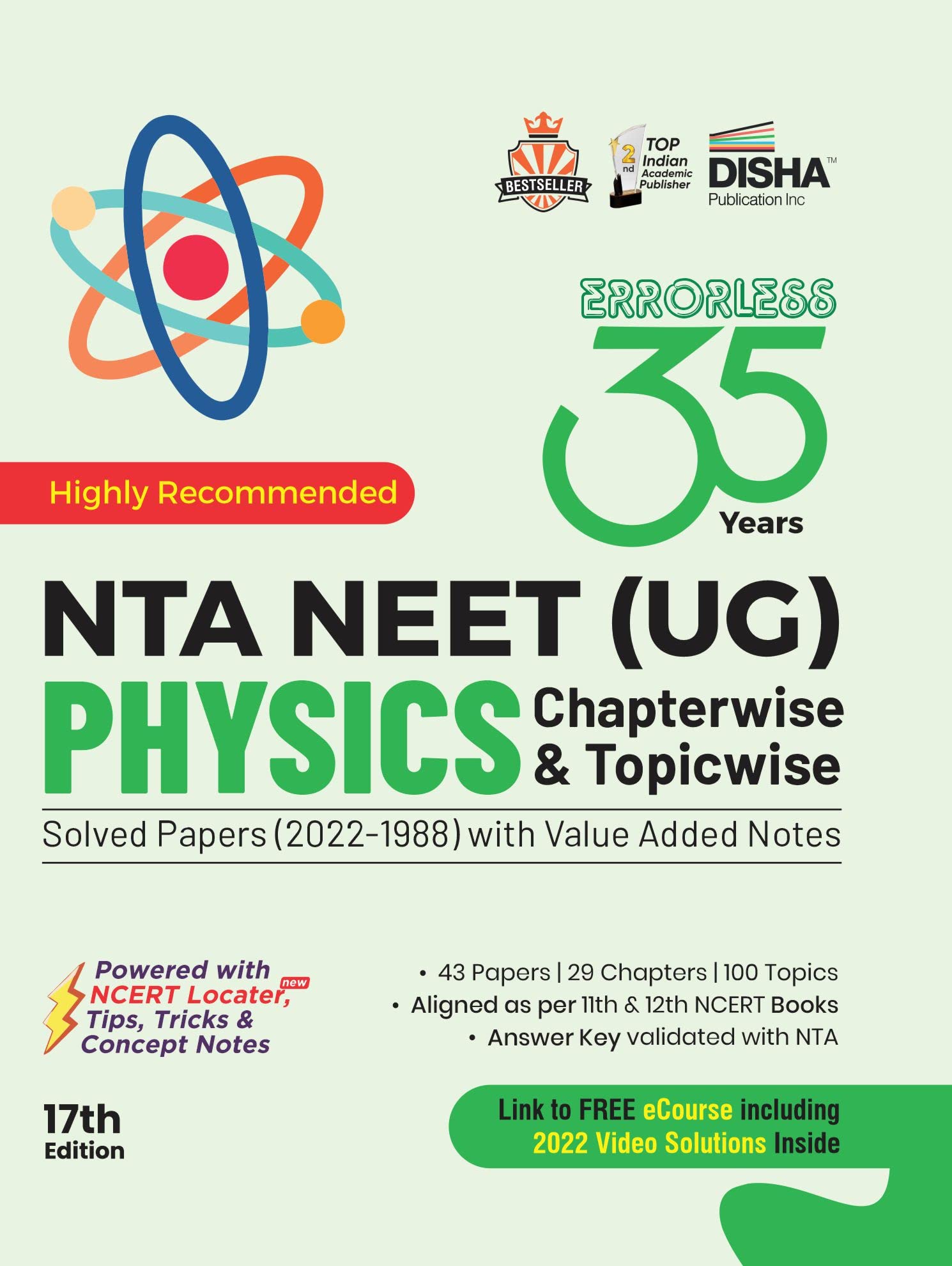 35 Previous Year Nta Neet (Ug) Physics Chapterwise & Topicwise Solved Papers (2022  1988) With Value Added Notes 17Th Edition |