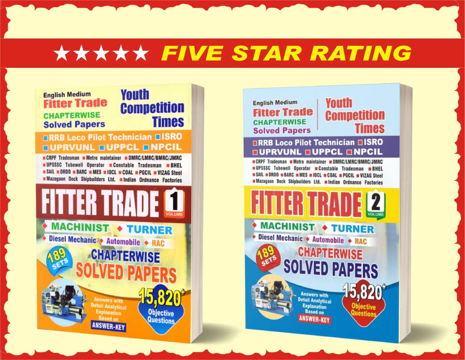 Youth Competition TIMES( book set of 2 ) ITI FITTER TRADE CHAPTER WISE SOLVED PAPERS VOL 01& 02 ENGLISH MEDIUM