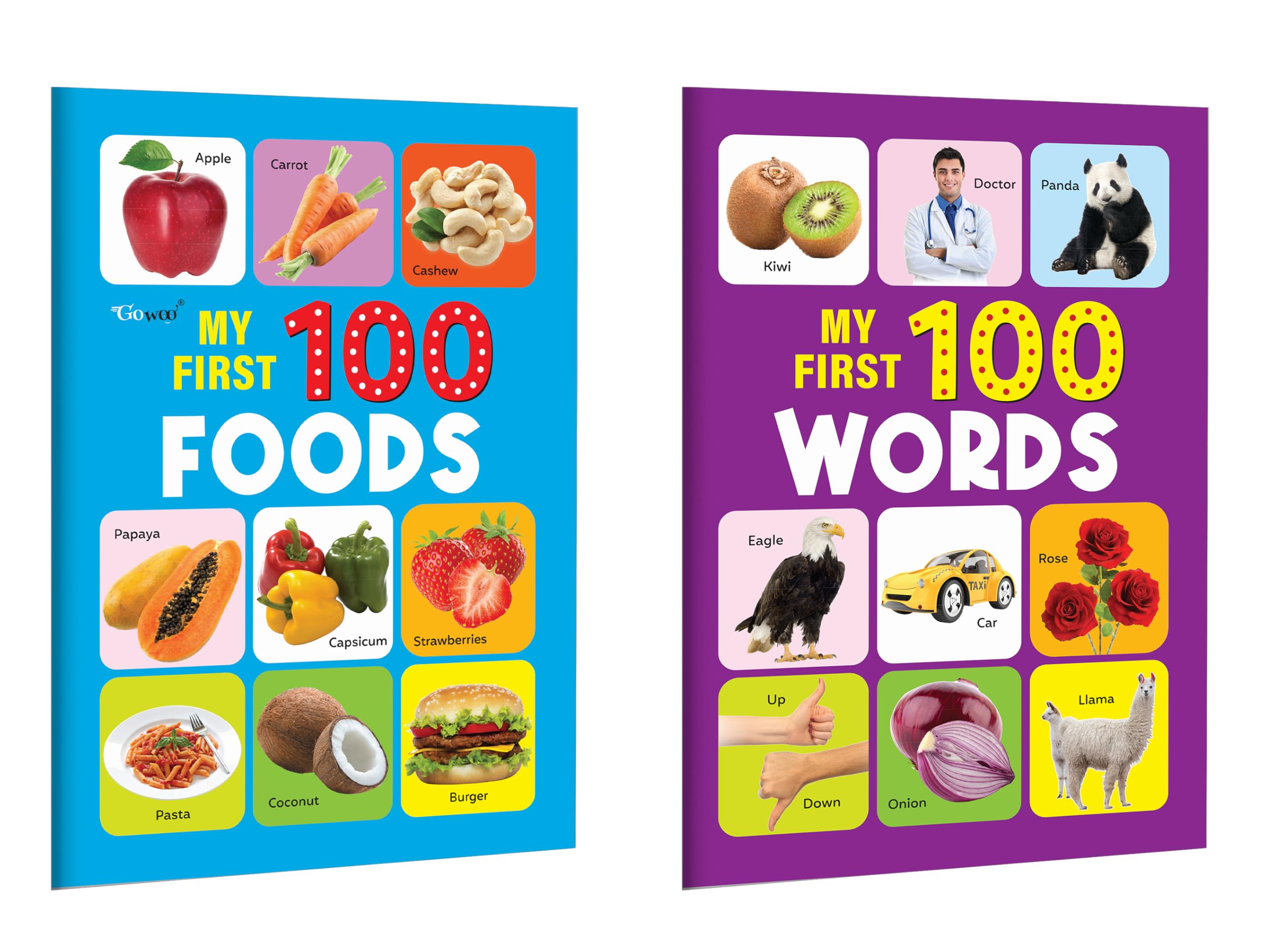 My First 100  Foods and Words : Vocabulary and food set, preschool educational combo, toddler knowledge builder, colourful pic