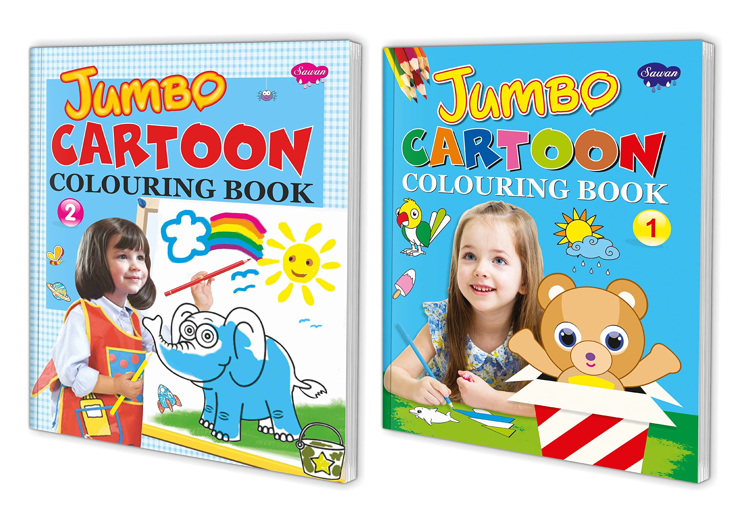Sawan Set Of 2 Colouring Book (Jumbo Cartoon Colouring Book1 And 2)