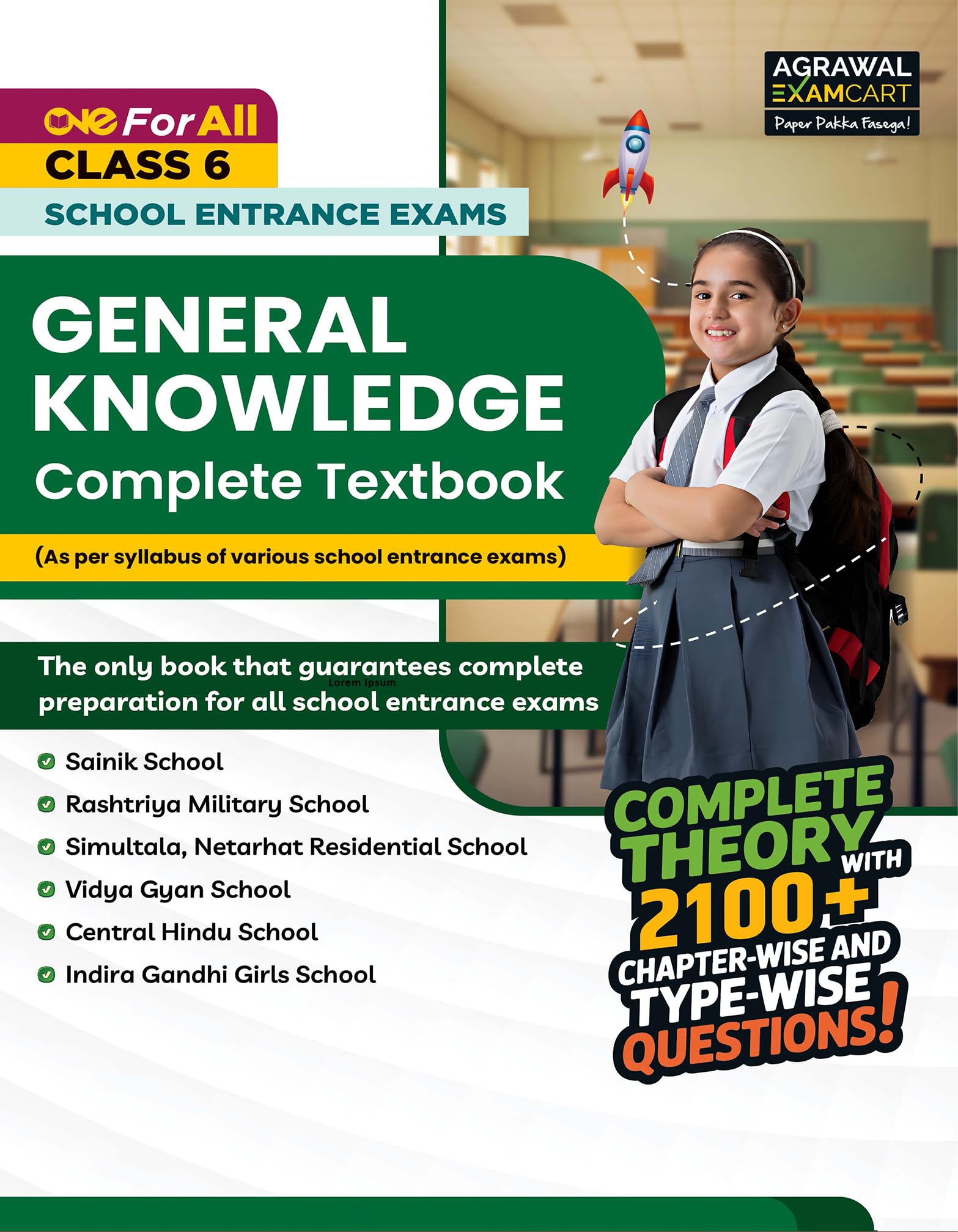 Examcart One for All School Entrance Class 6th General Knowledge (GK) Book 2027 | 2100+ Chapterwise & Typewise PYQs| For JNV, Sa