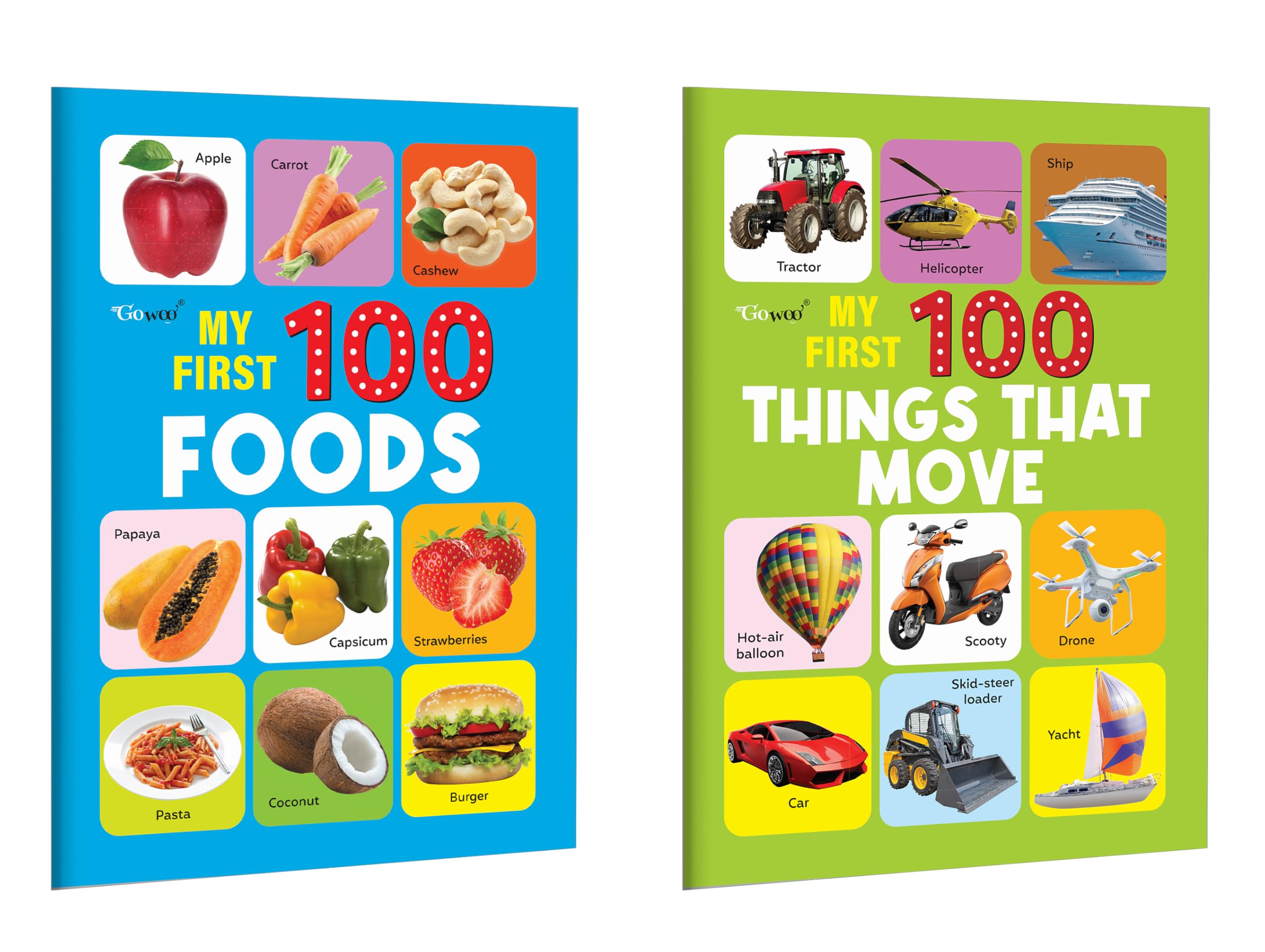 My First 100  Foods and Things that Move : Transport and food learning, preschool educational books, toddler early skills comb