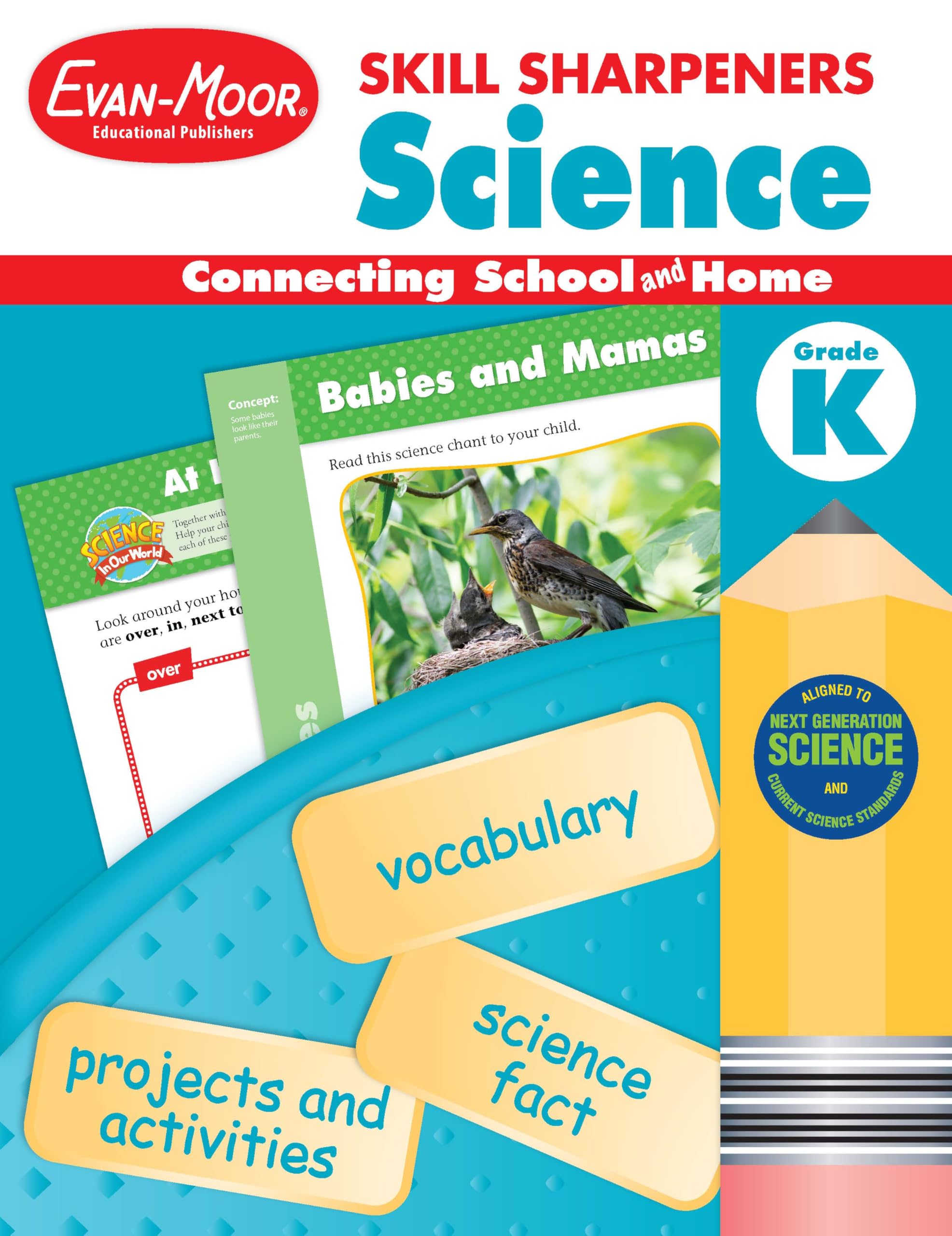 EvanMoor Skill Sharpeners Science Workbook, Kindergarten, Physical, Life, and Earth Science, Songs, Activities, Size, Shape, So