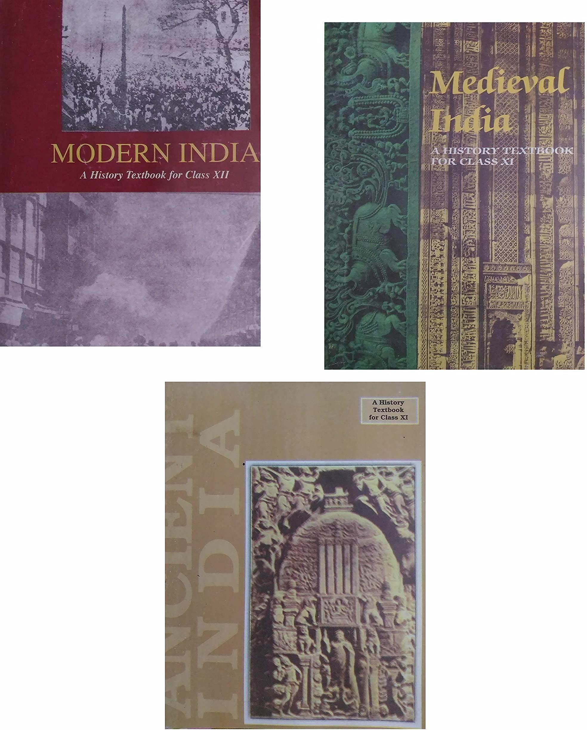 3 Old Ncert History Books (1) Ancient India Rs Sharma (Class11) (2) Medieval India  Satish Chandra (Class11) (3) Modern Indi