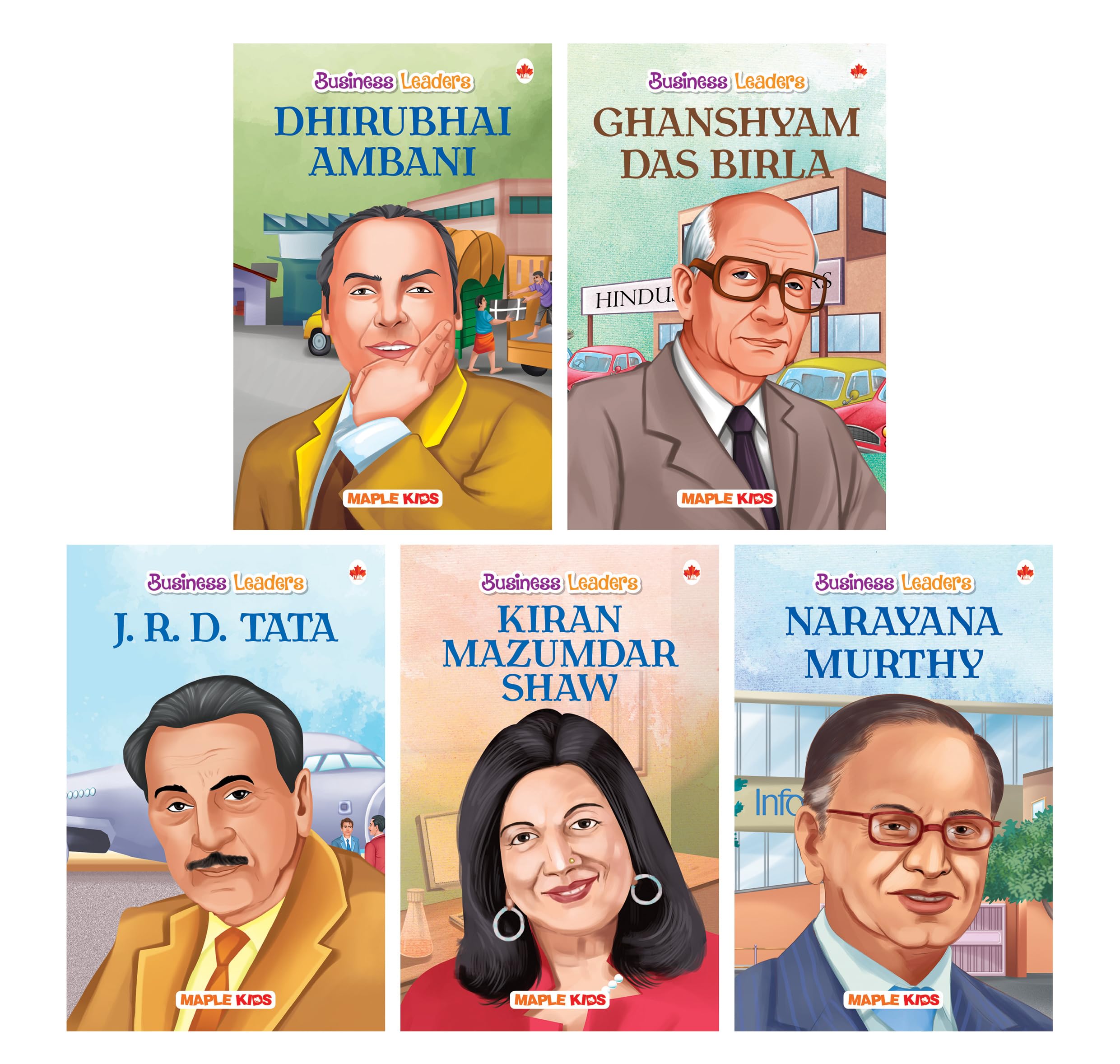 Story Books for Kids (Set of 5 Books) (Illustrated)  Indian Entrepreneurs  Biographies for Kids  Ambani, G.D Birla, Narayana 