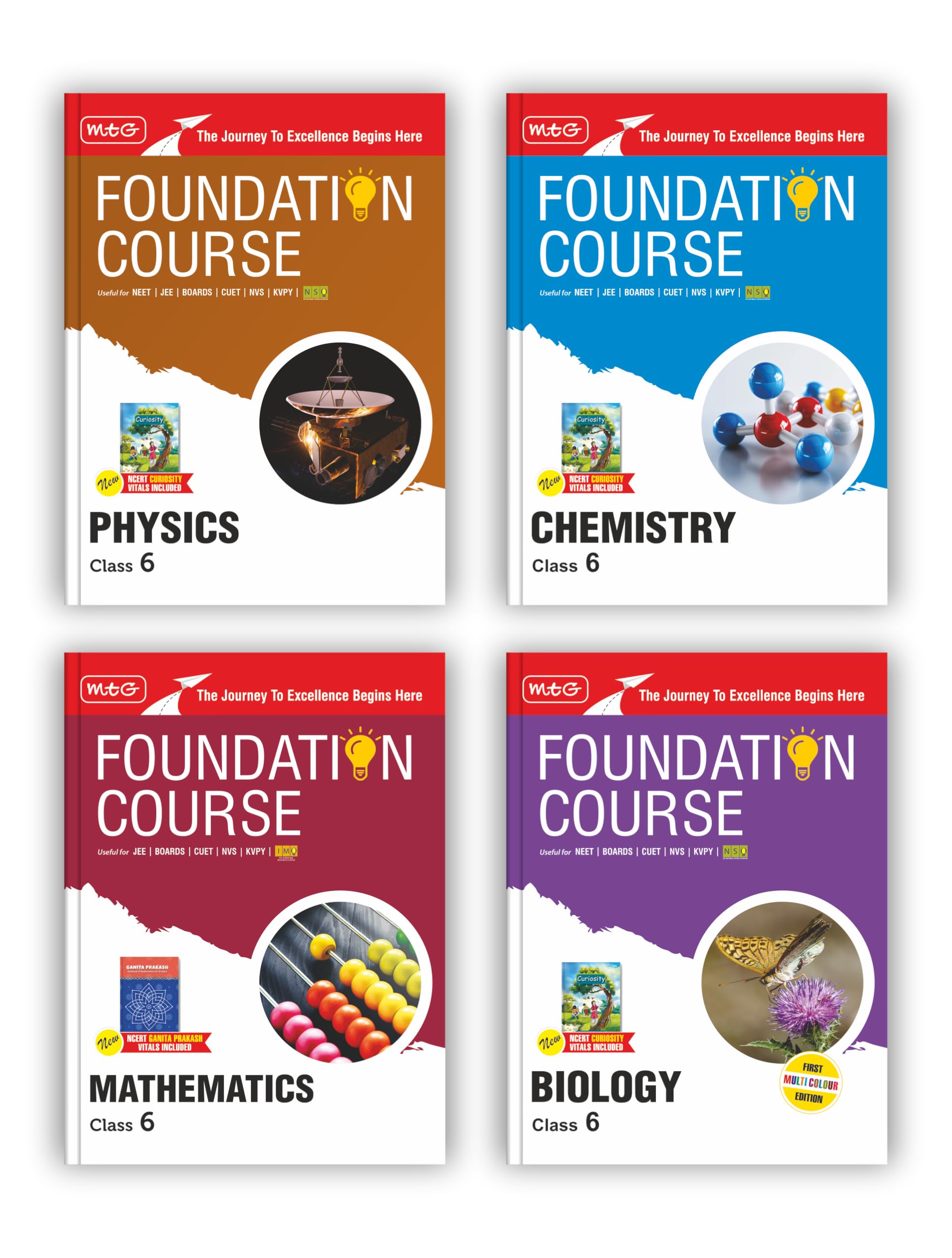 MTG Foundation Course Class 6 Physics, Chemistry, Mathematics & Biology Book (Edition 2025) (Set of 4 Books) For IIT JEE, NEET, 