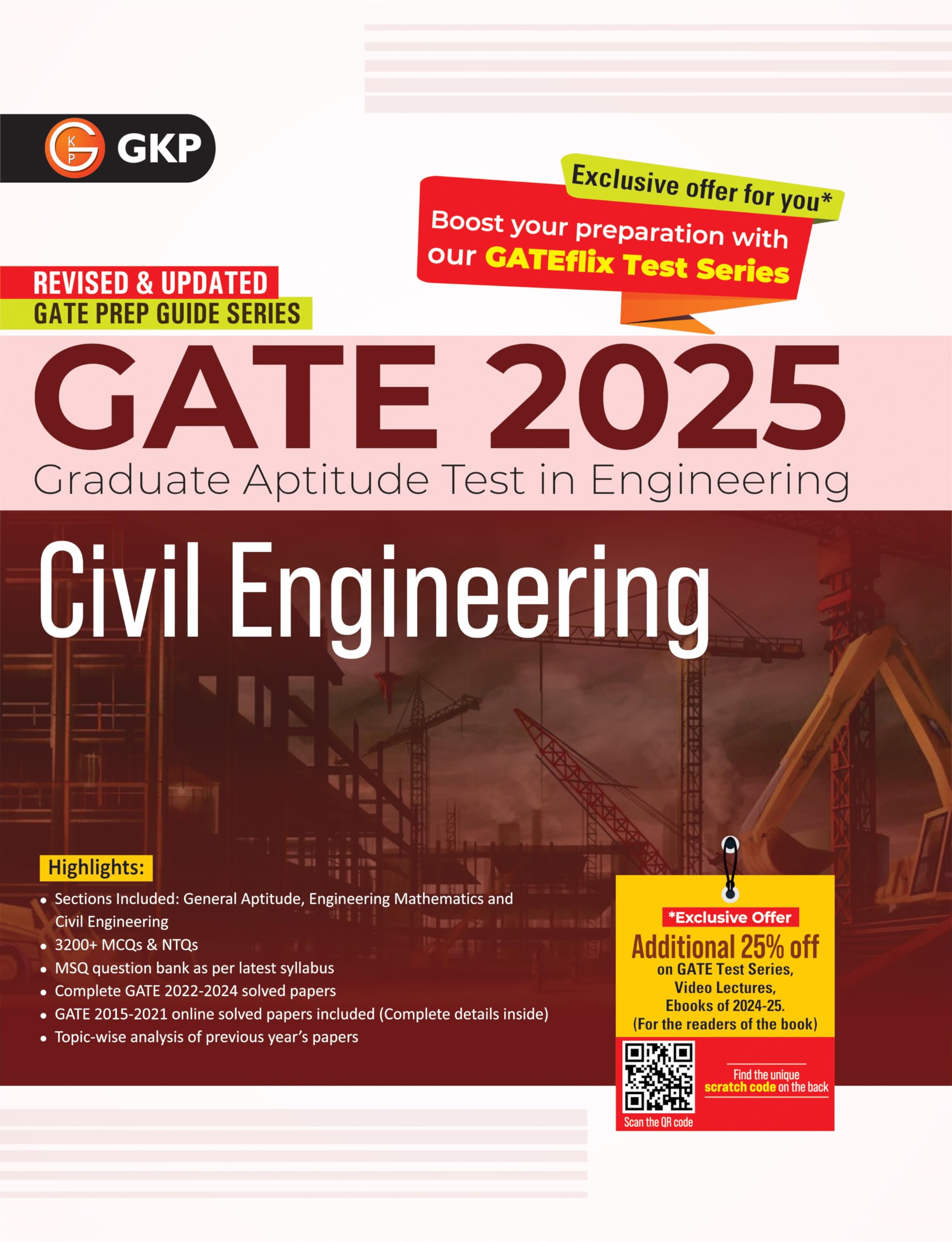 Gkp Gate 2025 : Civil Engineering  Guide (Includes Solved Papers From 2022 To 2024)