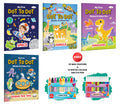 My first Dot to Dot Sticker & Colour Fun  Under the Sea, Jungle, Space and Dinosaurs with 10 wax crayons and 12 Water colour sk