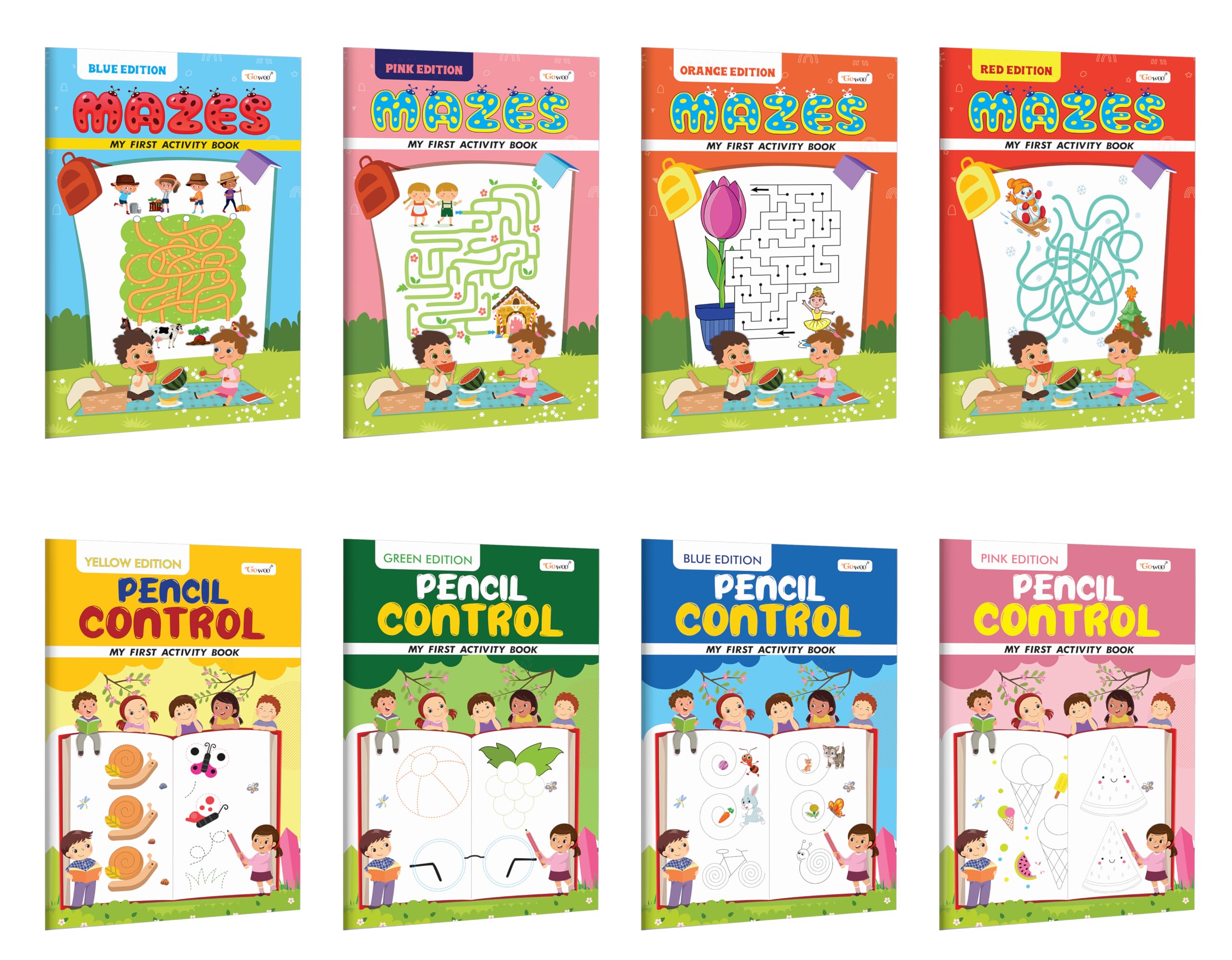 My First Activity Book Mazes and Pencil Control  Blue, Pink, Orange, Red, Yellow and Green Edition : Fun learning book for tod