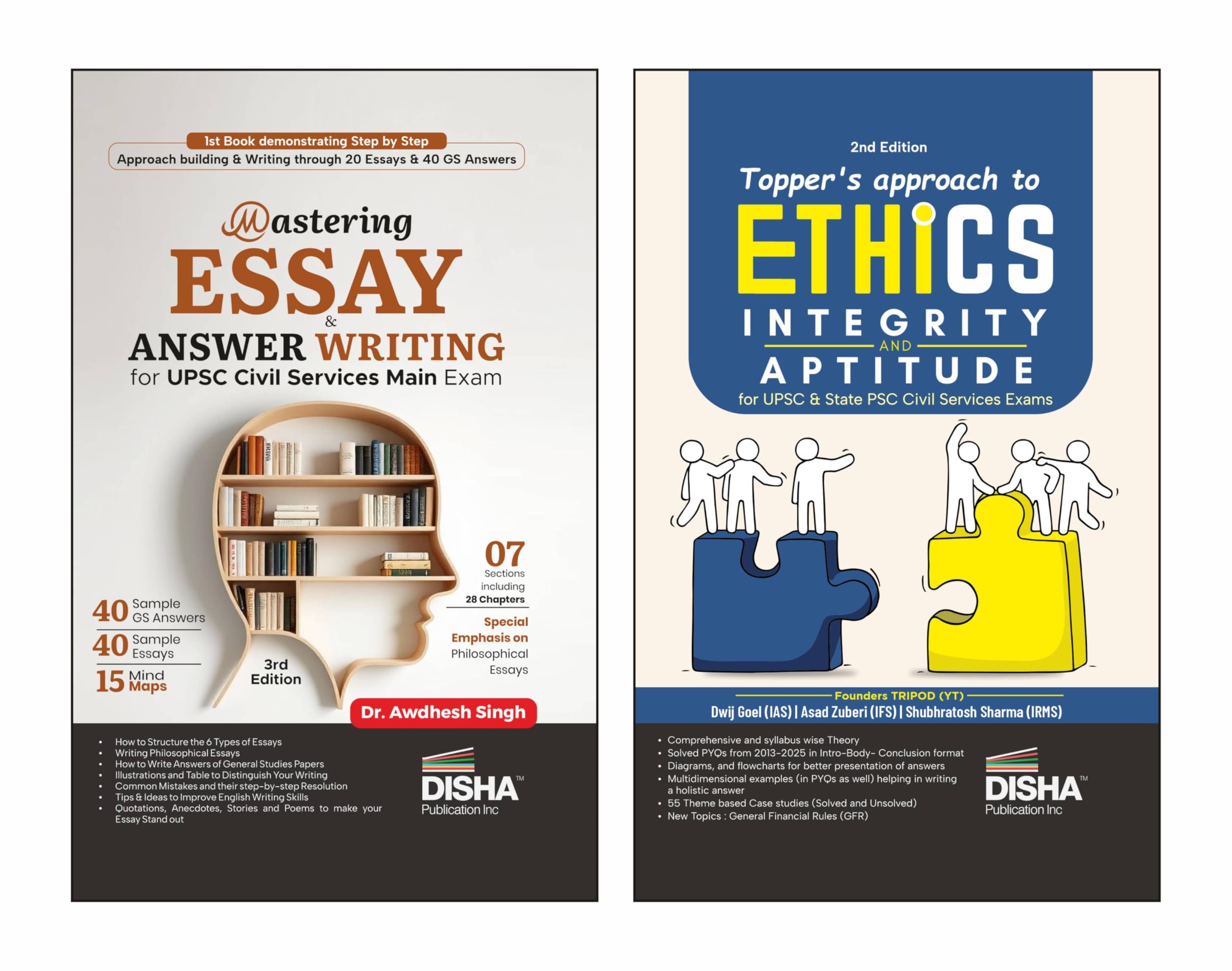 Disha Combo (2 Books) TopperS Approach To Ethics, Integrity & Aptitude With Mastering Essay & Answer Writing For Upsc & State 