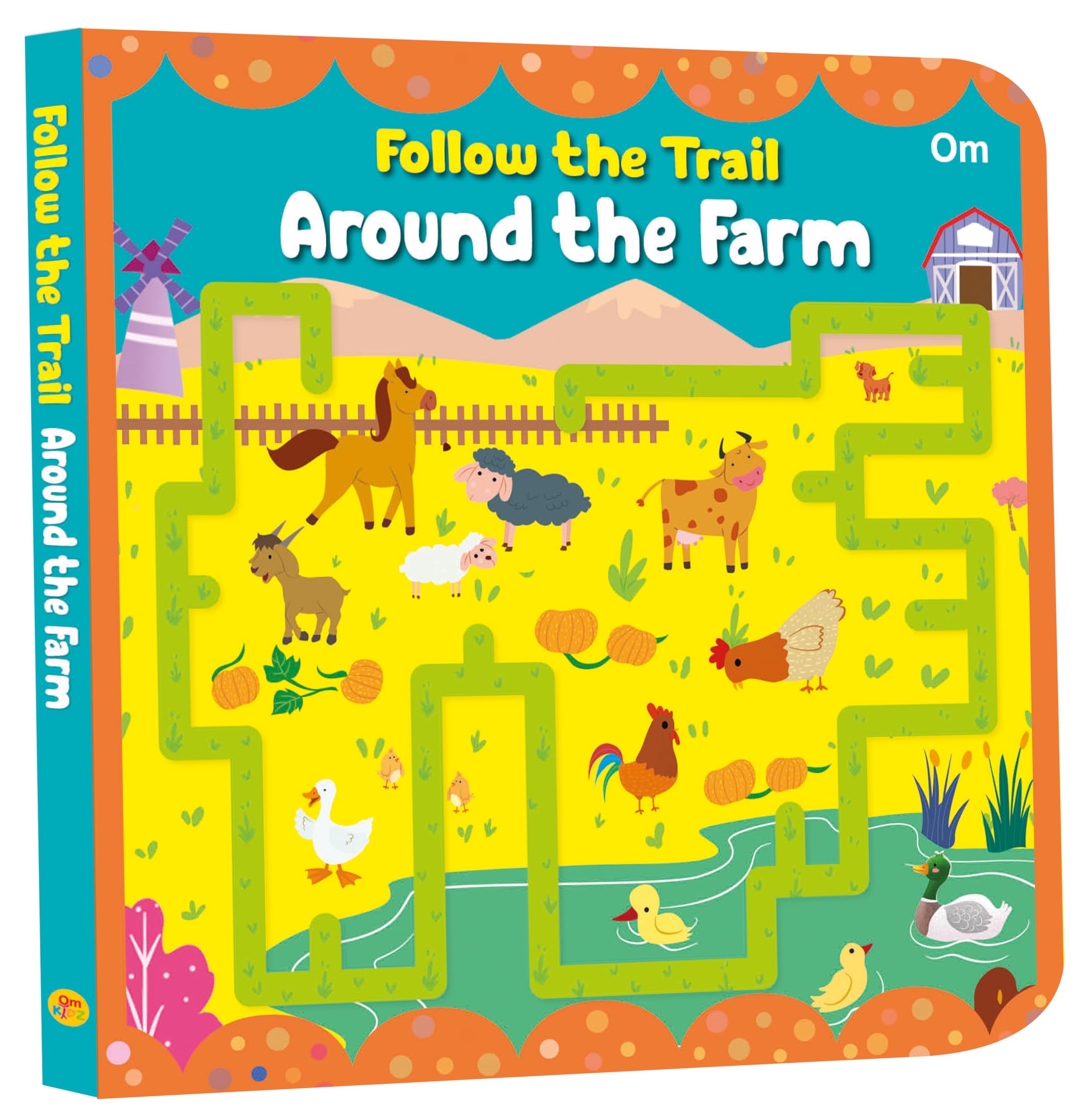 Board Book: Follow the Trail Around the Farm Activity Book for Children Age 35 Years