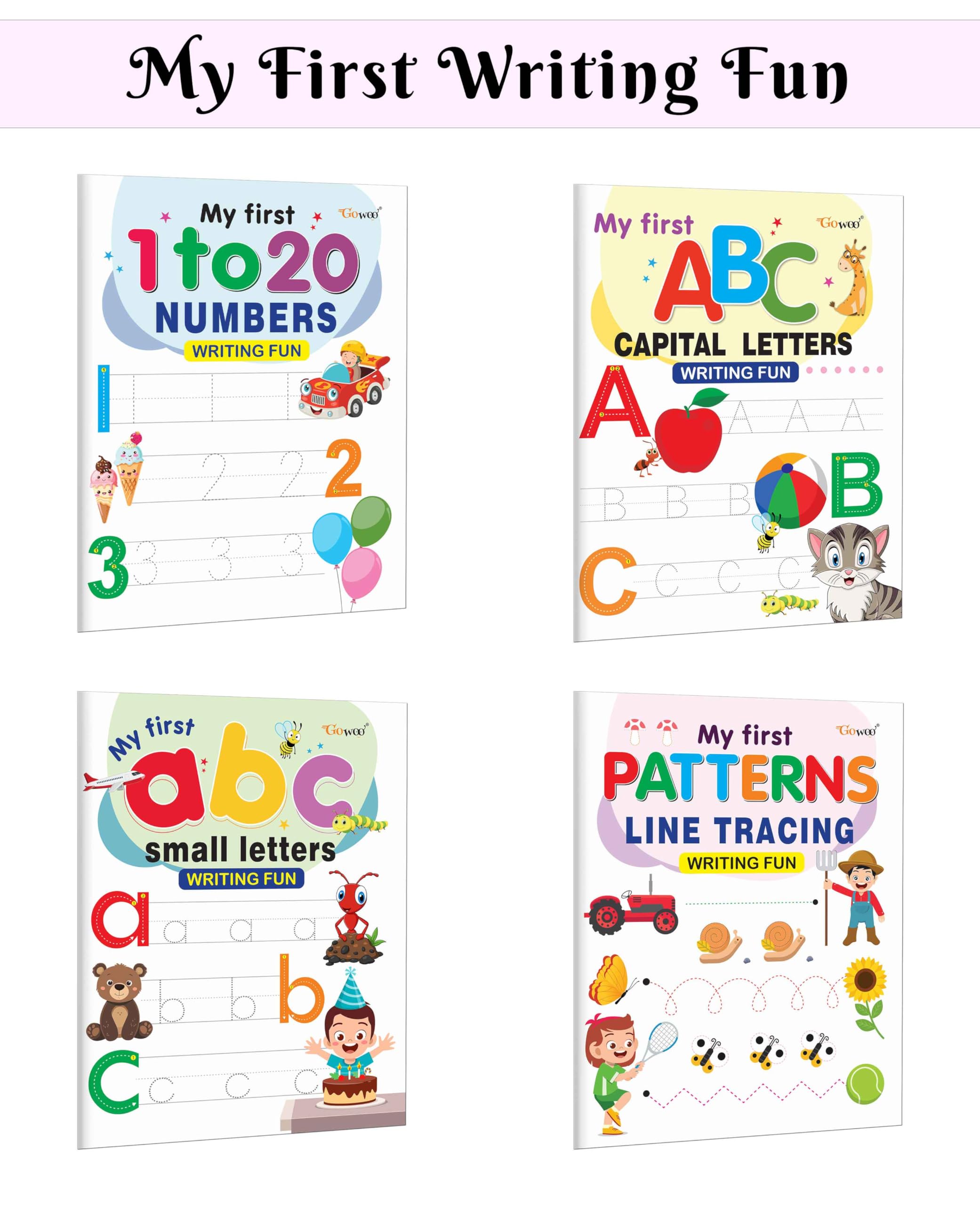 My First Capital Letters ABC, Small Letters abc, Numbers 120 and Line Tracing Patterns Writing Fun : preschoolers writing readi