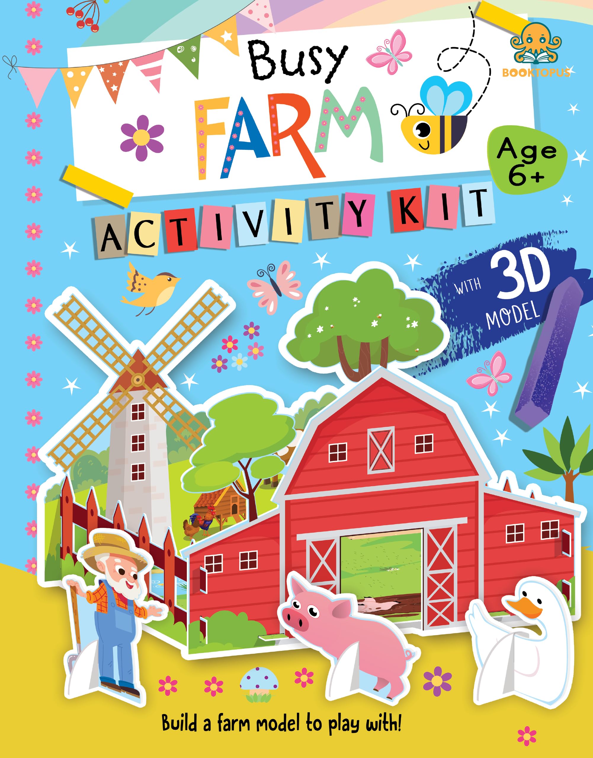Booktopus Build It Activity Kit  At The Busy Farm 3D Model Making Kit With Book  Diy Craft Kit For Kids 36+ Years  Learning 