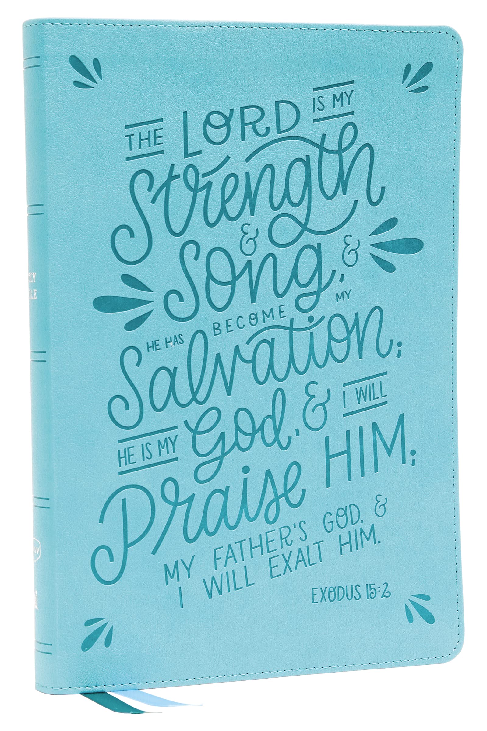 NKJV, Thinline Bible, Verse Art Cover Collection, Leathersoft, Teal, Red Letter, Thumb Indexed, Comfort Print: Holy Bible, New K
