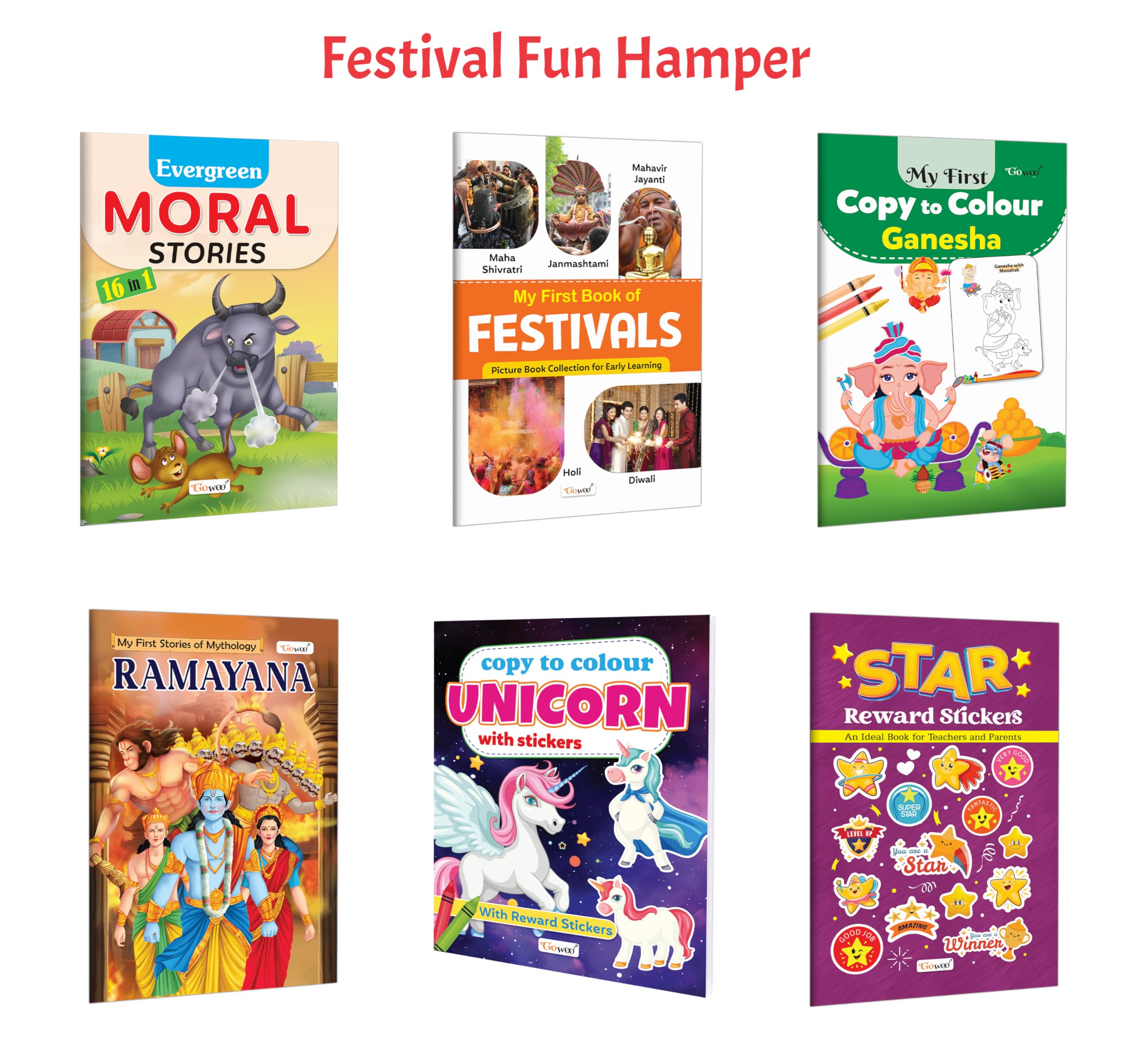 Evergreen Moral Stories, My First Book Of  Festivals and more : Festival learning for kids, Ganesha & Ramayan mythology, unico