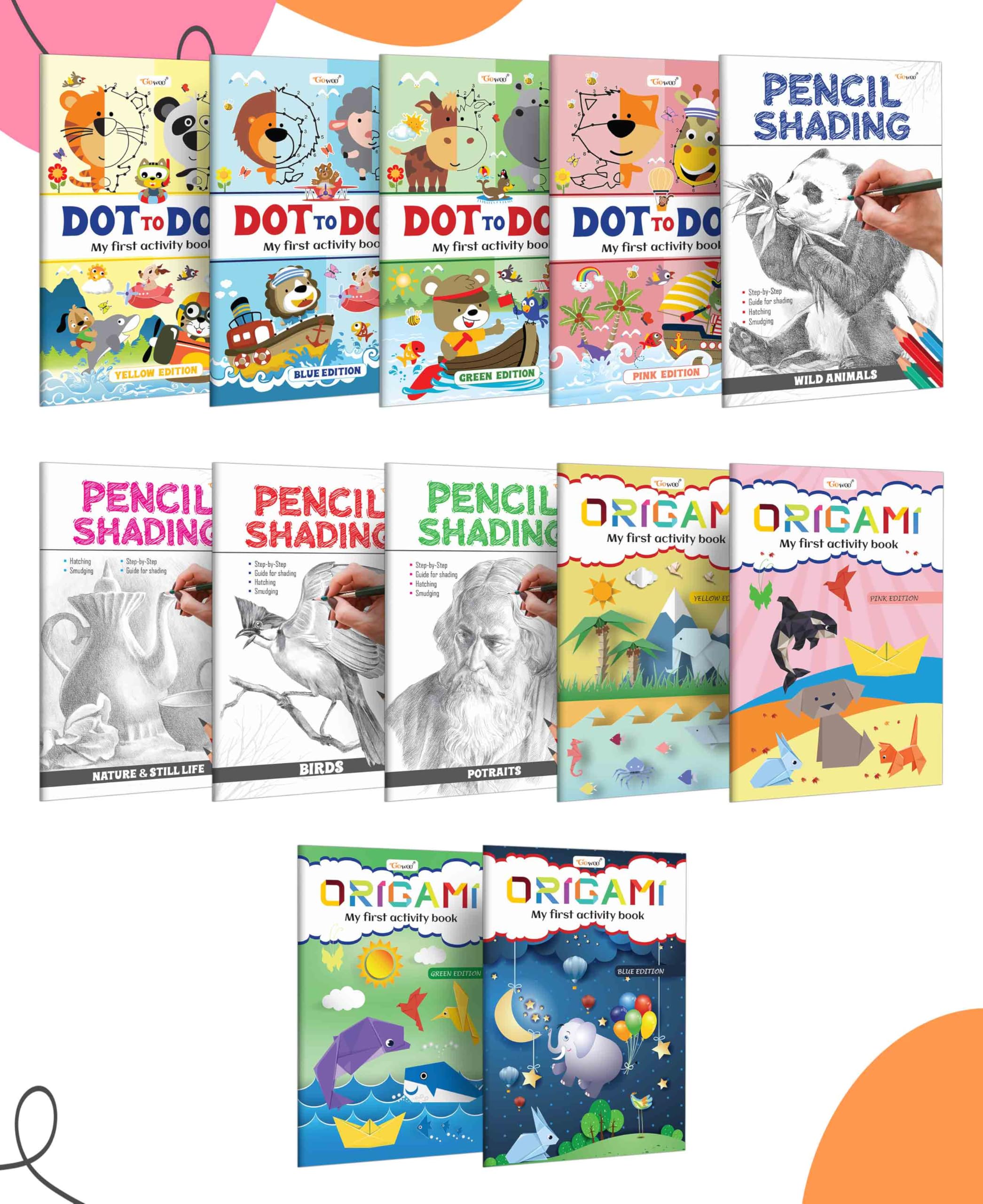 Complete Activity books for Kids : Children learning activity book, Pencil Shading book for kids, Origami book for Toddlers, Dot