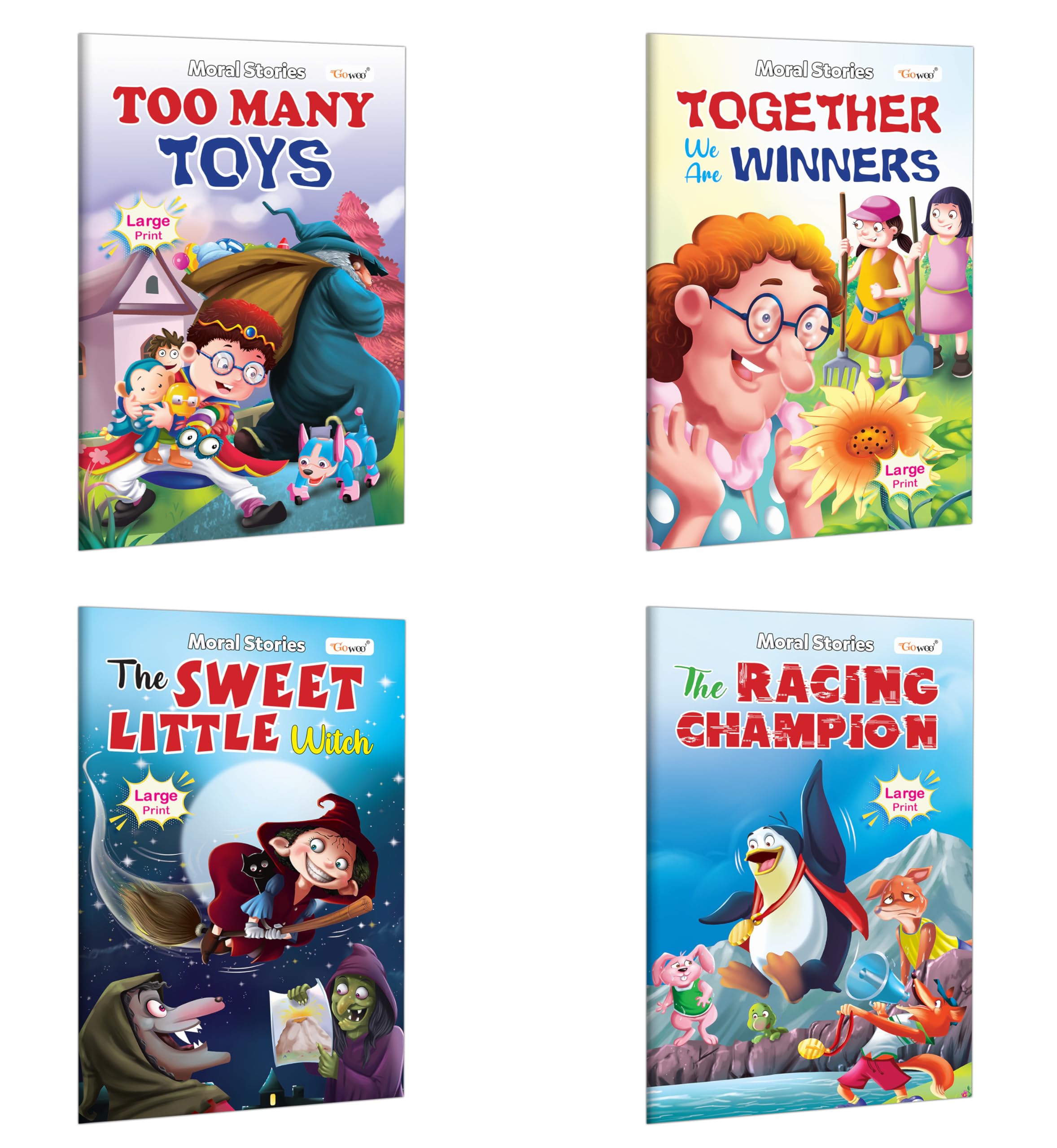 Too Many Toys, Together We Are Winners, The Sweet Little Witch And The Racing Champion  Moral Stories : Educational books for 