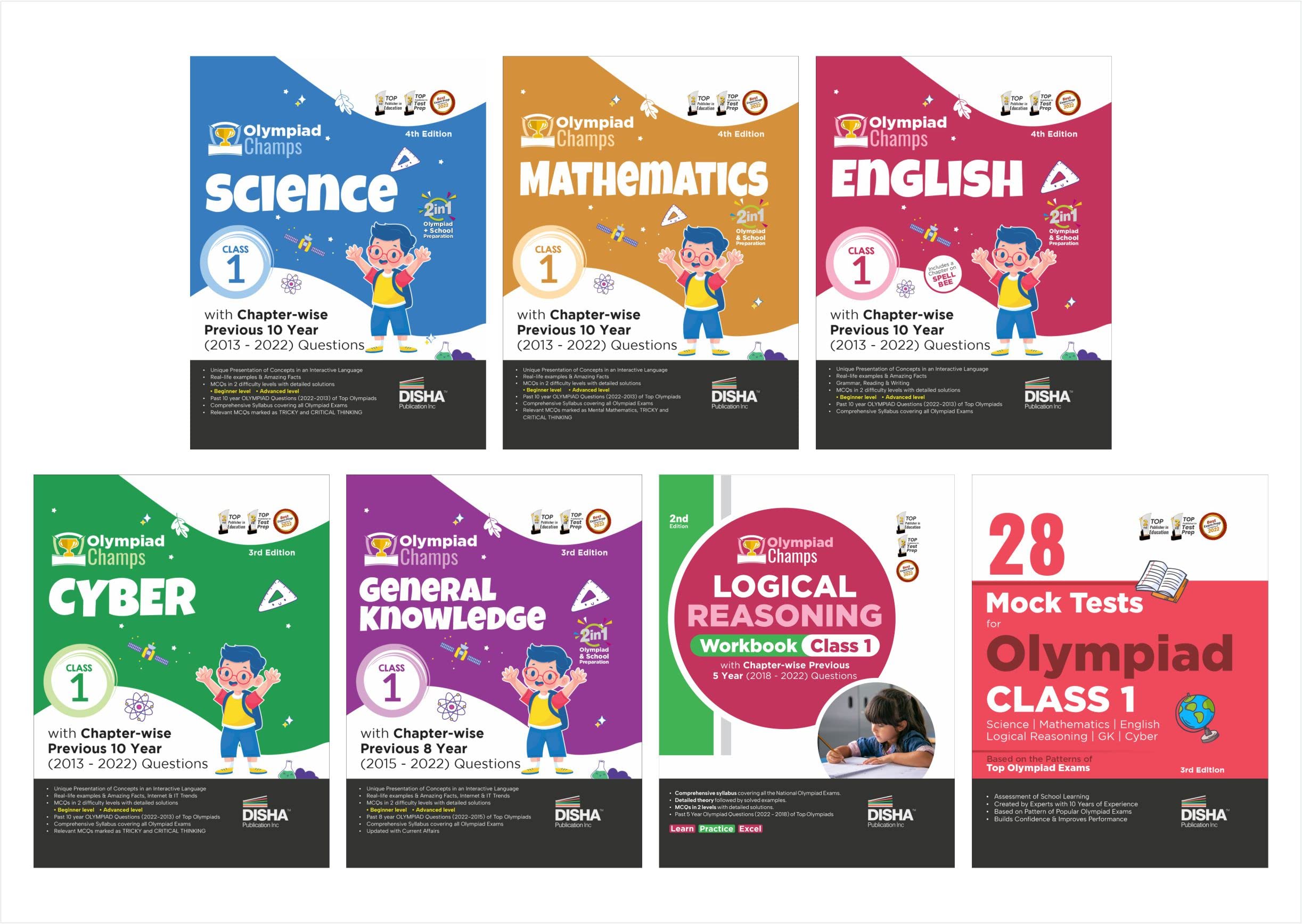 Class 1 Olympiad Champs Combo (Set Of 7 Books) Science, Mathematics, English, Logical Reasoning, Cyber & Gk With 28 Mock Tests 3