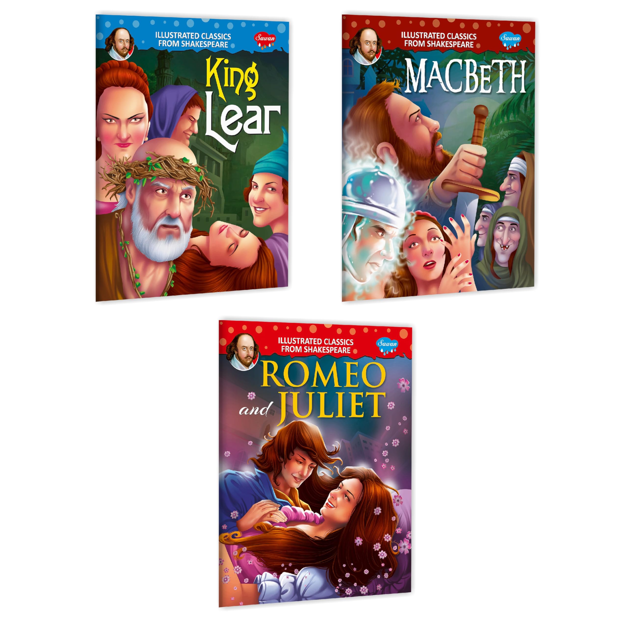 Shakespeare Illustrated Classics King Lear, Mackbath, Romeo And Juliet | Pack Of 3 Books