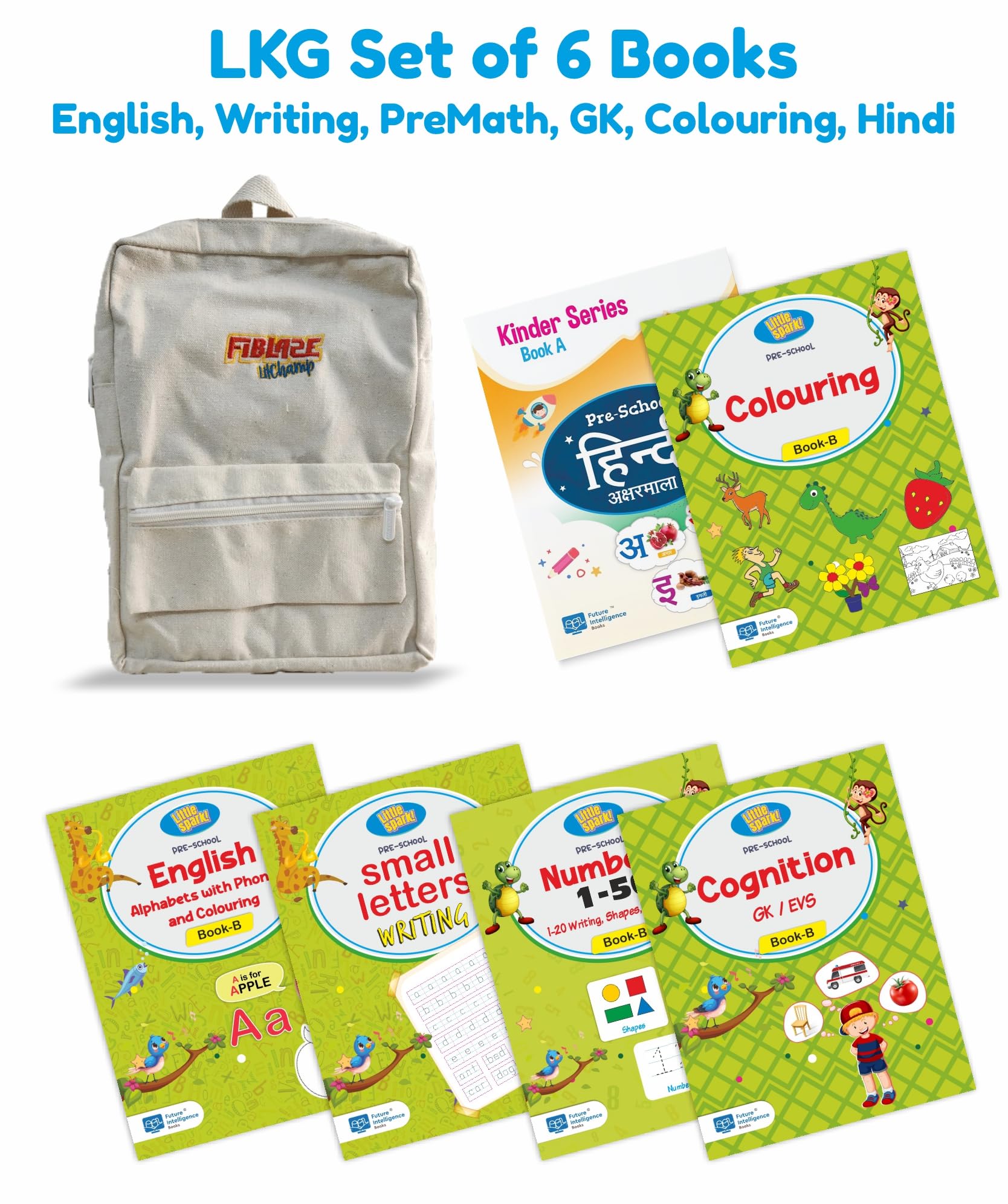 Kinder Series Lkg Books For Kids 244 Pages + Hindi Aksharamala (Alphabets, Writing, Maths, Gk Or Evs, Colouring + Hindi Aksharam