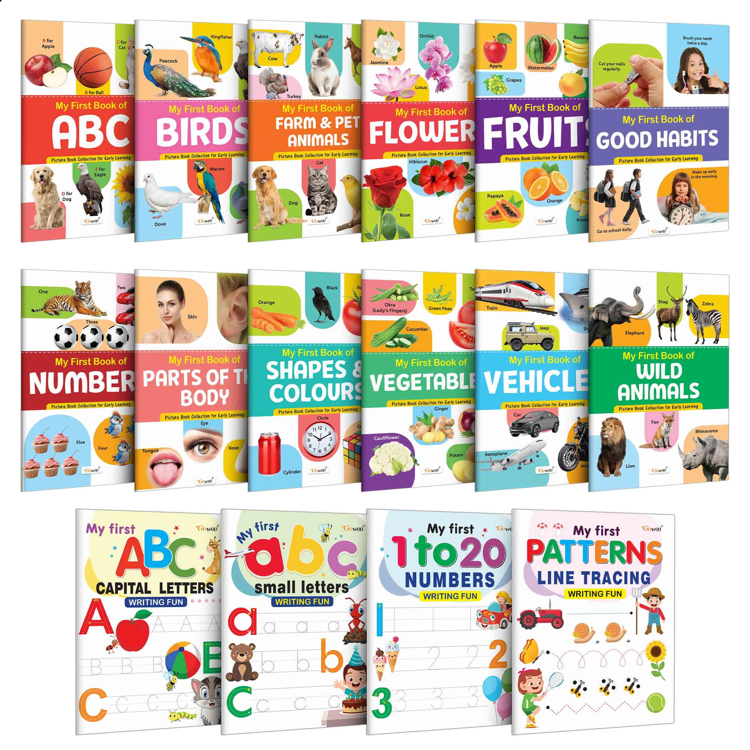My First Book of ABC, Numbers, Fruits, Birds & many more and My First Capital and Small, Numbers 110 and Line Tracing Patterns 
