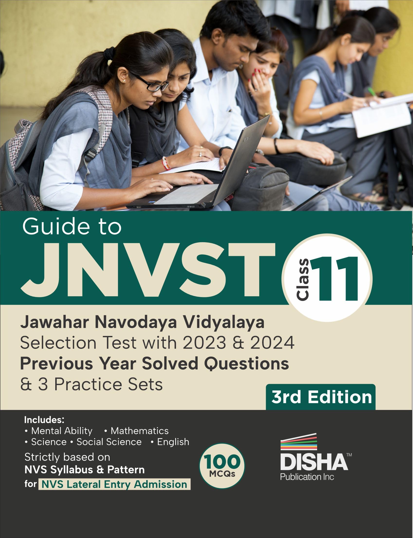 Guide to JNVST Class 11 Jawahar Navodaya Vidyalaya Selection Test with 2023 & 2024 Previous Year Solved Questions & 3 Practice S