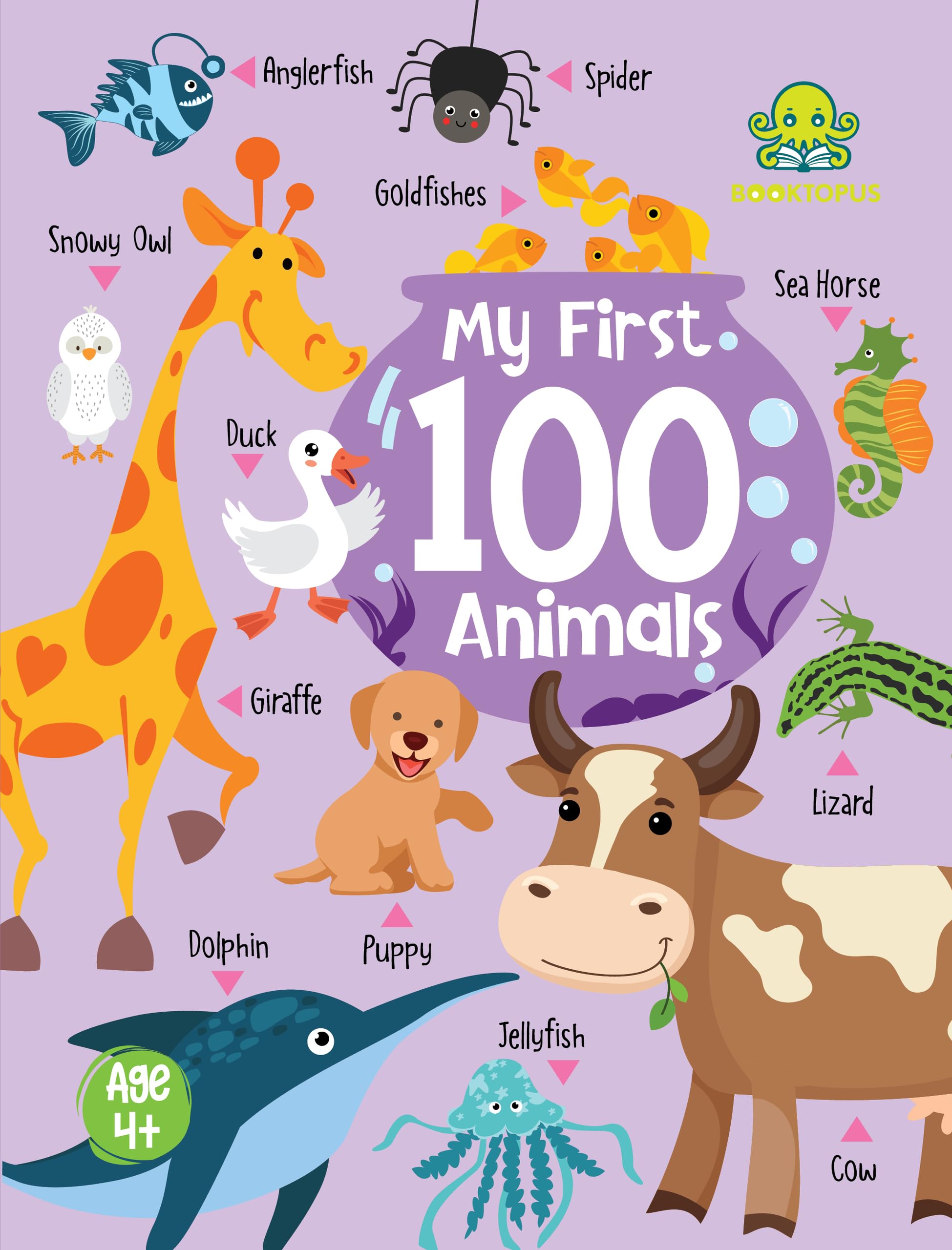 Booktopus Mini Board Book  My First 100 Animals  Early Learning Books For Kids  Picture Books For Baby 4+ Years (My First Min