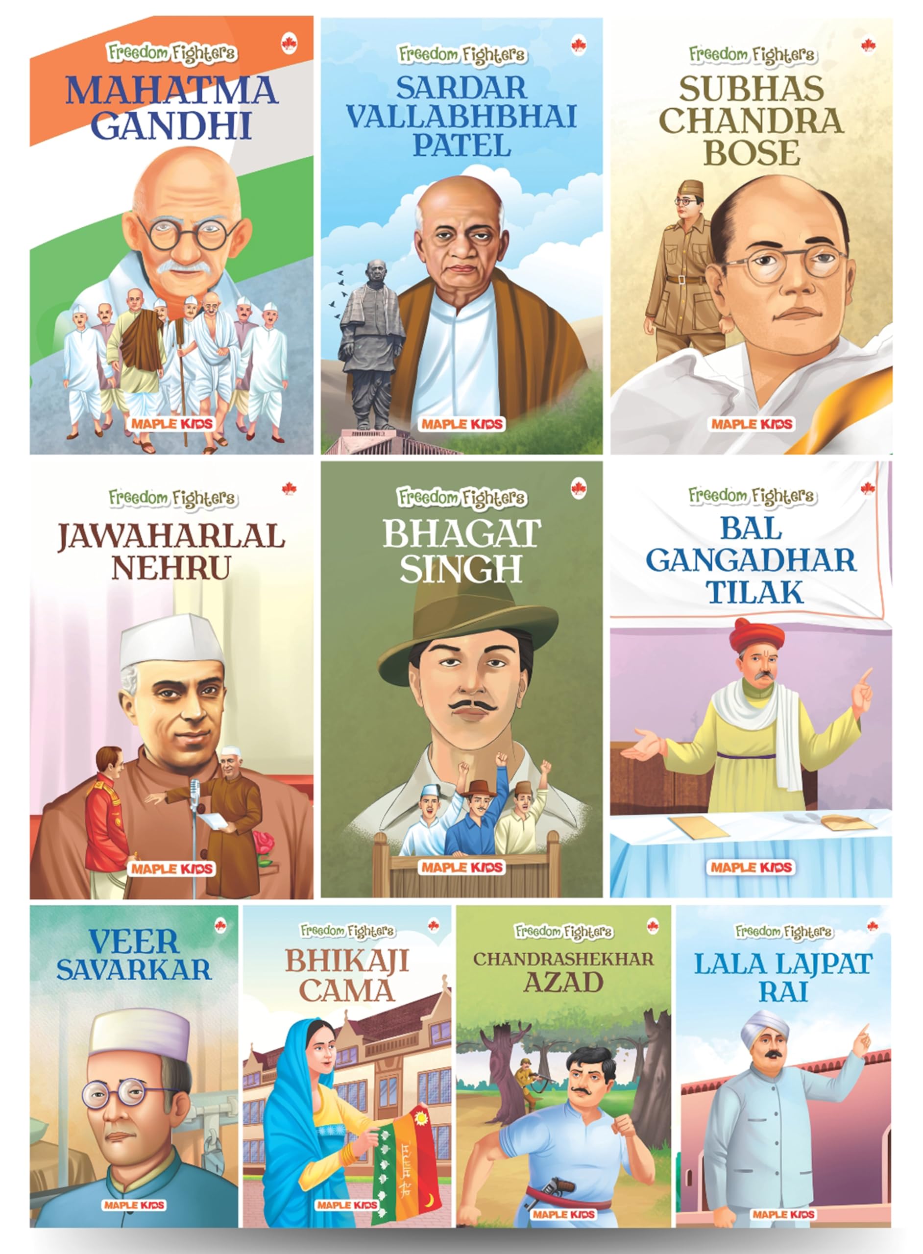 Story Books for Kids (Set of 10 Books) (Illustrated)  Freedom Fighters  Biographies for Children  Gandhi, Patel, Nehru, Azad,
