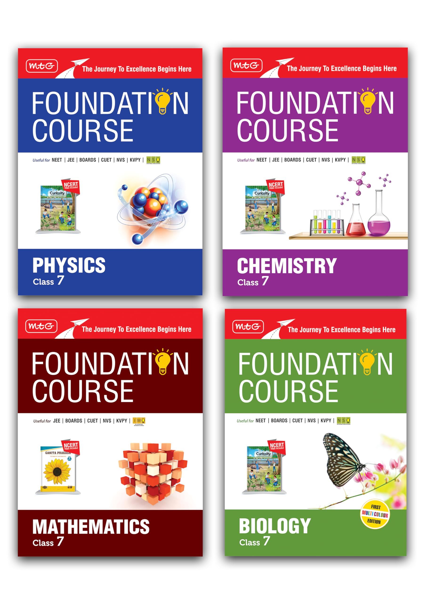 MTG Foundation Course Class 7 Physics, Chemistry, Mathematics & Biology Book (Edition 2025) (Set of 4 Books) For IIT JEE, NEET, 