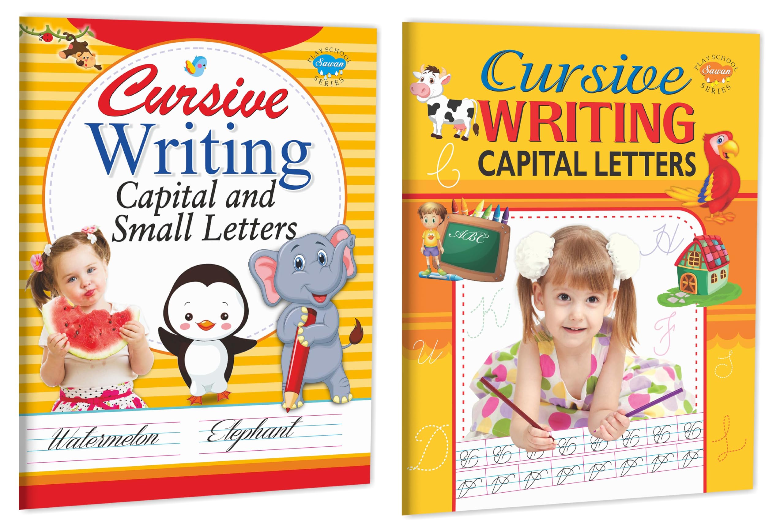 Set Of 2 Books, Cursive Writing Capital Letters And Cursive Writing Capital & Small Letters