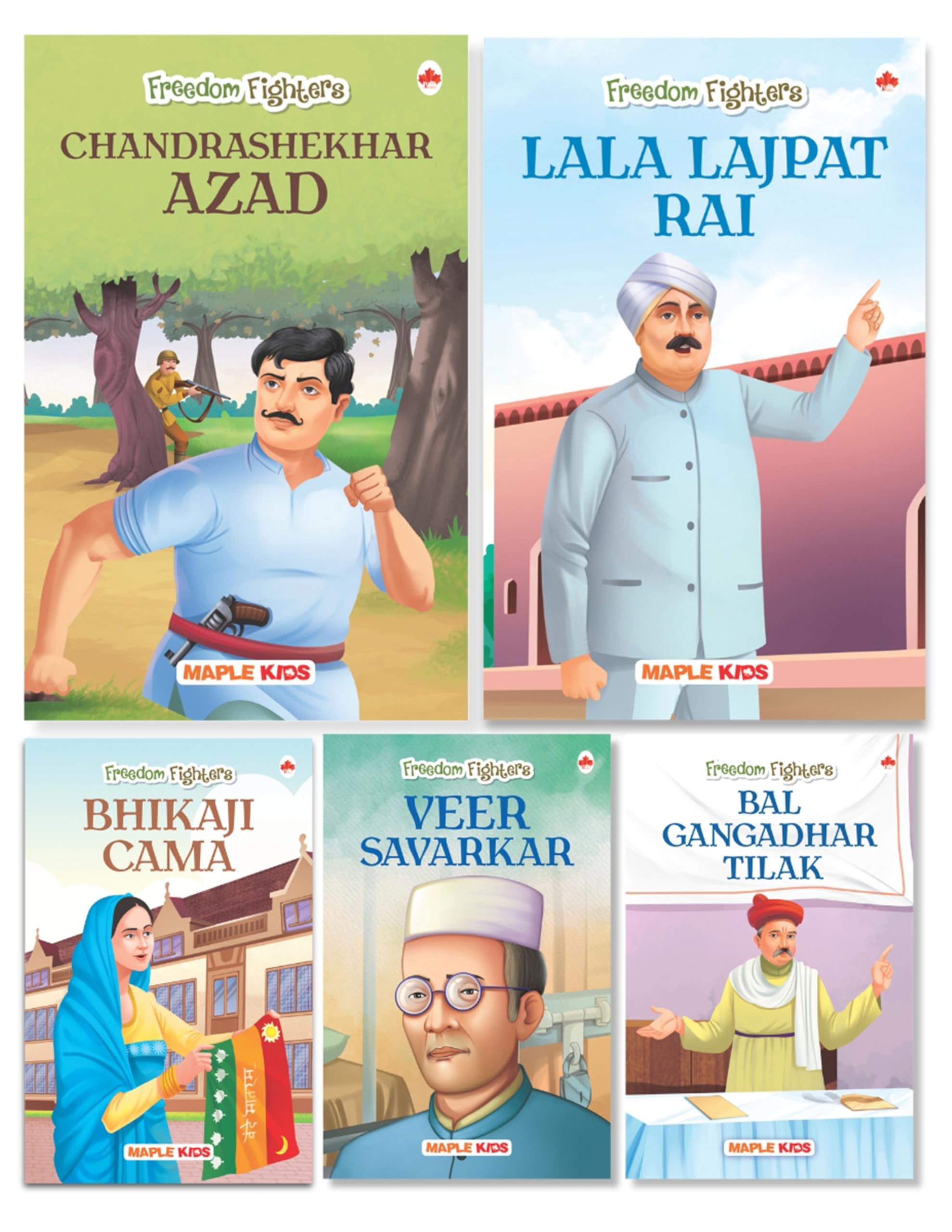 Story Books for Kids  Freedom Fighters (Set of 5 Books) (Illustrated)  Chandra Shekhar Azad, Lala Lajpat Rai, Bhikaji Cama, Ba