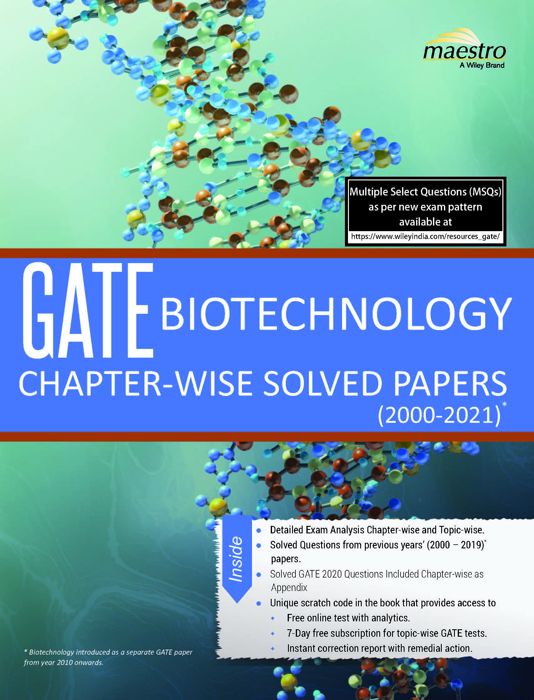 Wileys GATE Biotechnology ChapterWise Solved Papers (20002021)