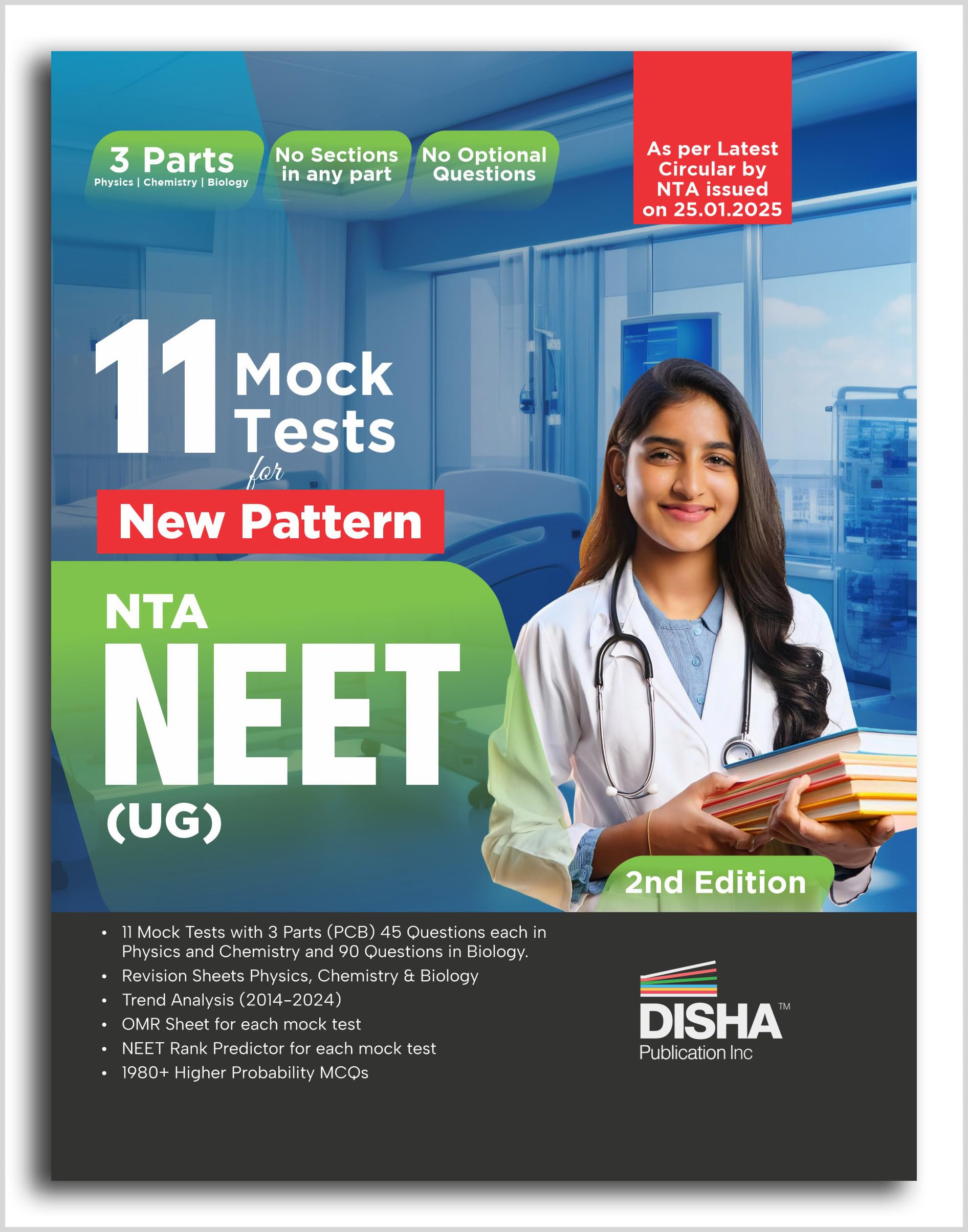 11 Mock Test for New Pattern NTA NEET (UG) | Physics, Chemistry, Biology New Syllabus Test Series 2 Edition | 100% Solutions | O