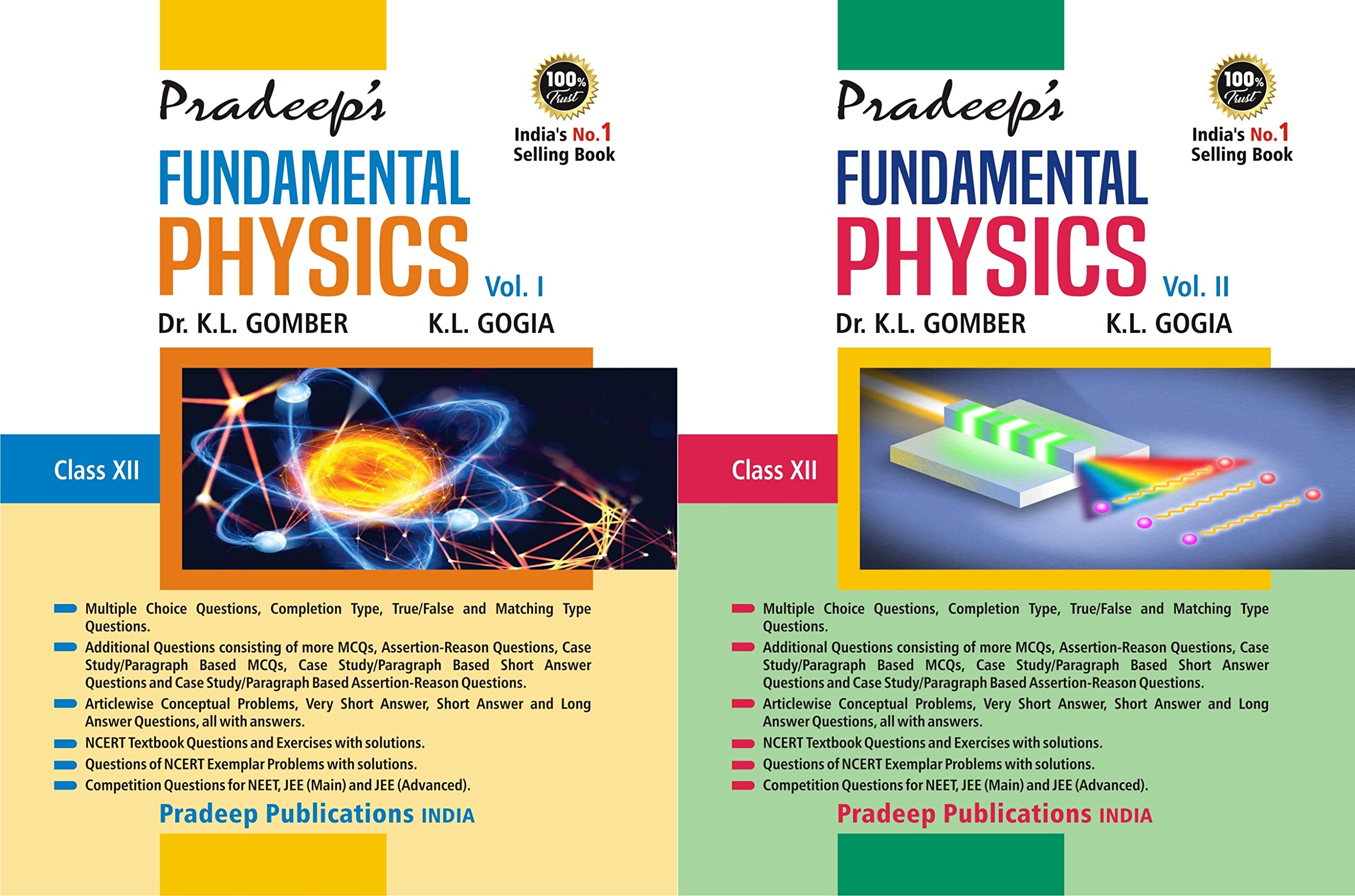 Pradeeps Fundamental Physics for Class 12 (Vol. 1 & 2) Examination 202223