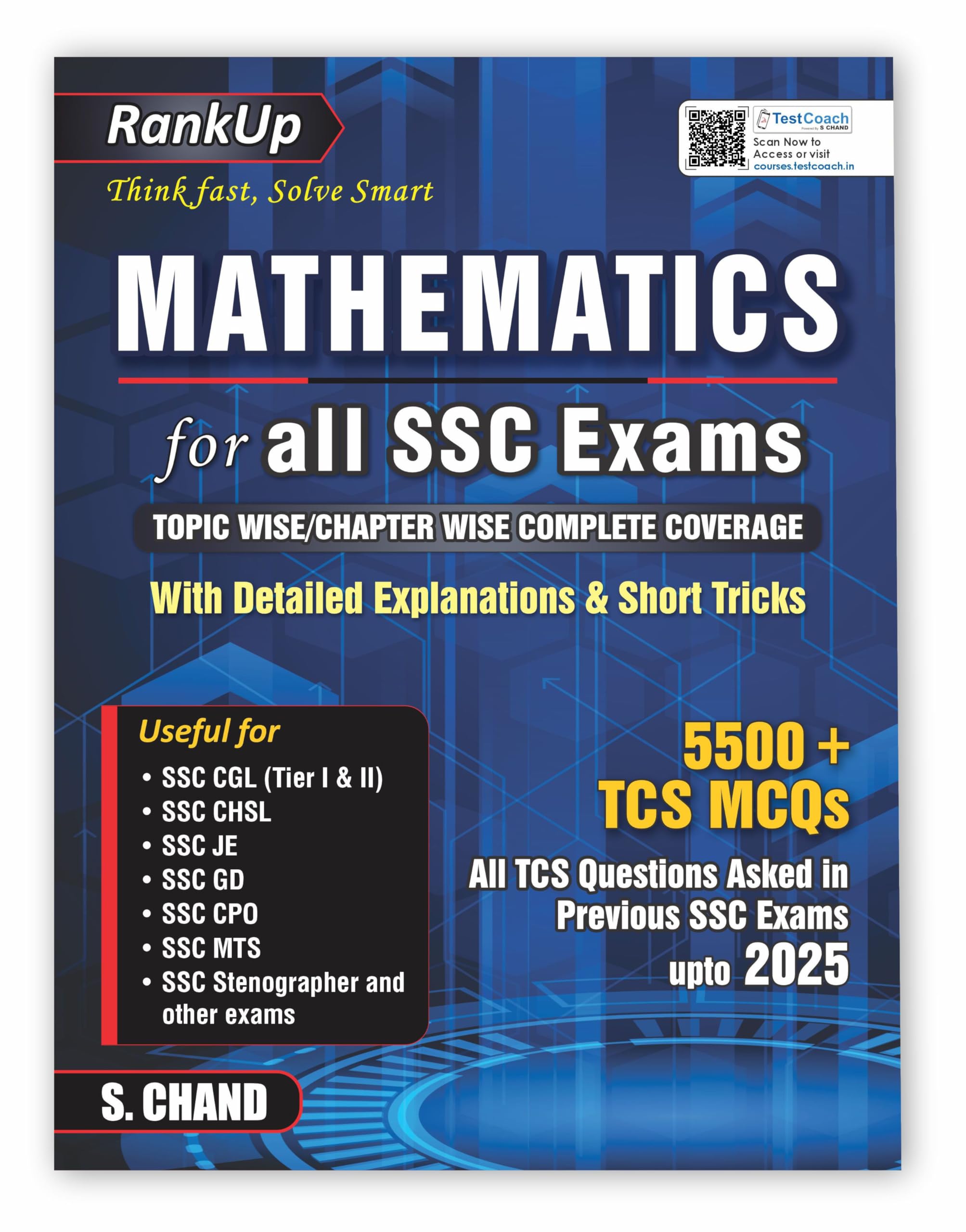 RankUp Mathematics for all SSC Examinations Book 2025  2026 (in English Medium) | 5500+ TCS MCQ Questions | Maths Best for SSC 