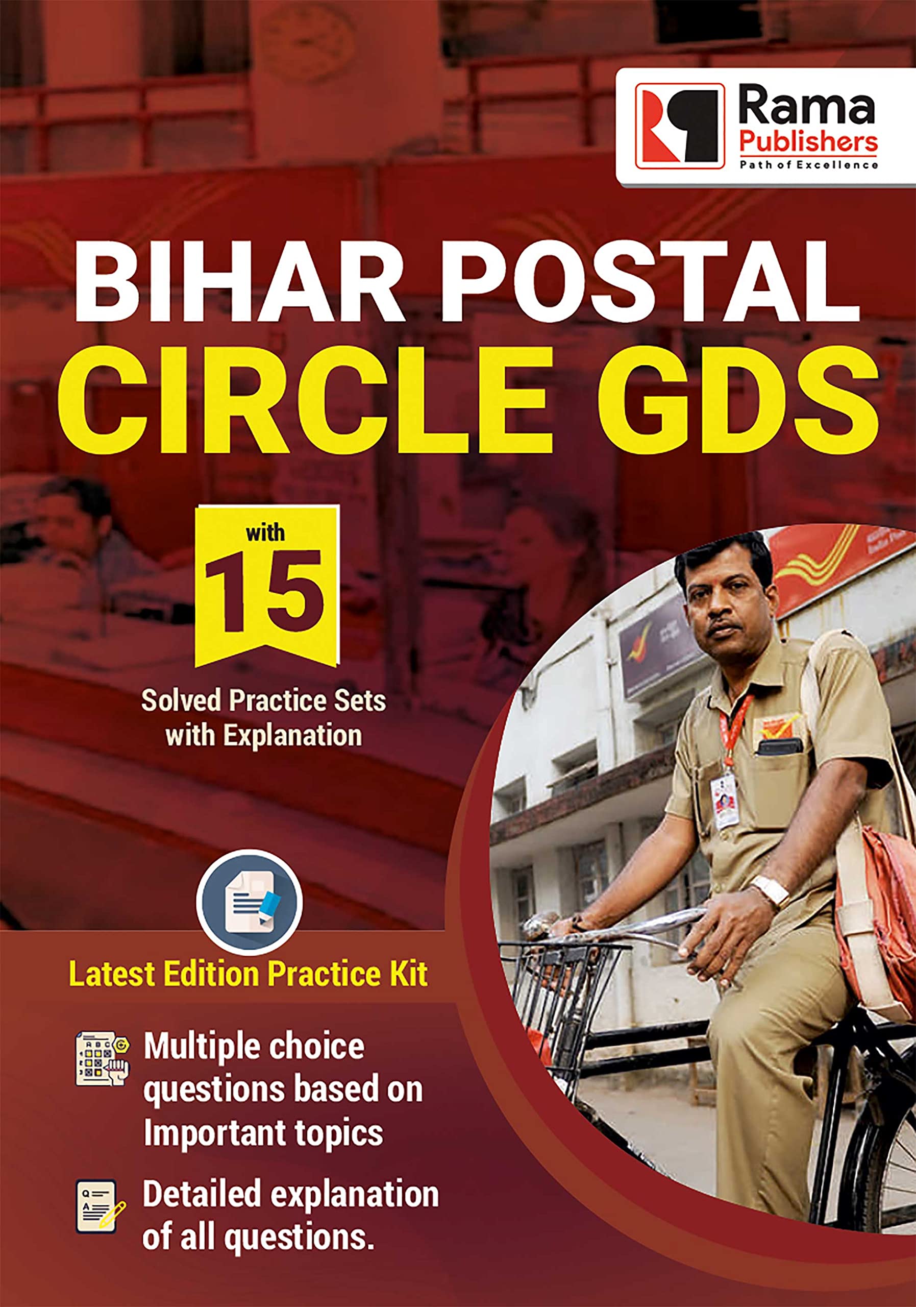 Bihar Postal circle GDS 15 Practice Sets and Solved Papers Book for 2021 Exam with Latest Pattern and Detailed Explanation by Ra